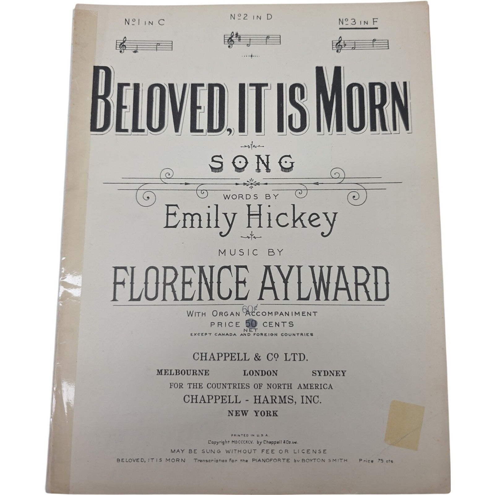 1896 Sheet Music Beloved It Is Morn Song Florence Aylward Emily Hickey