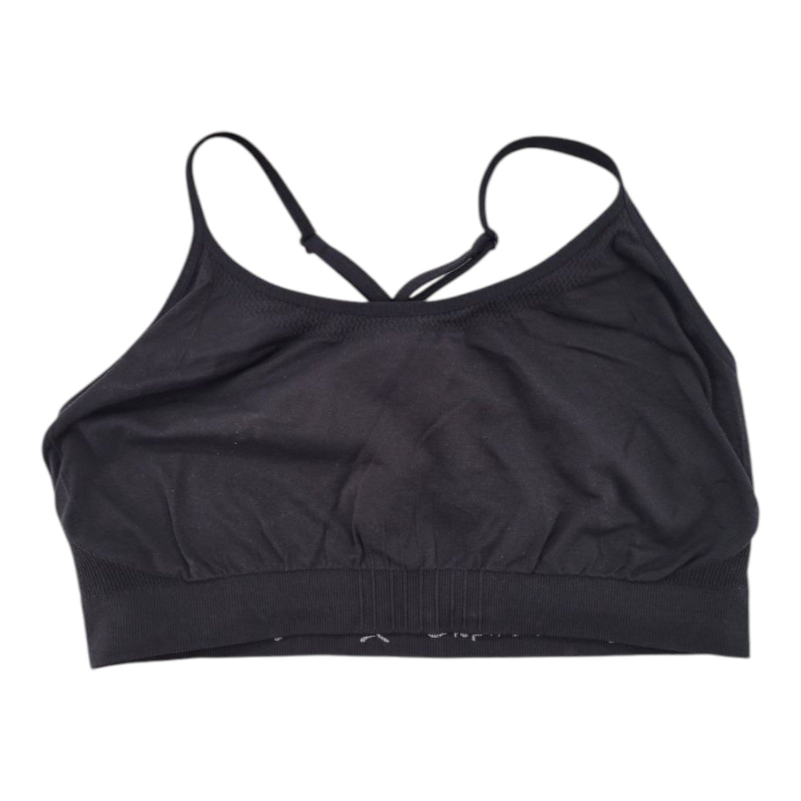 Aspire Women's Black Seamless Sports Bra Crossback Stretch Nylon Spandex XL