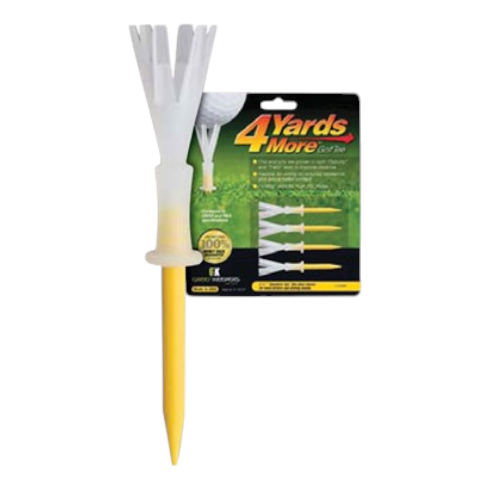 Green Keepers 4 Yards More Golf Tees 2 3/4" Set of 4 Yellow Plastic Tees