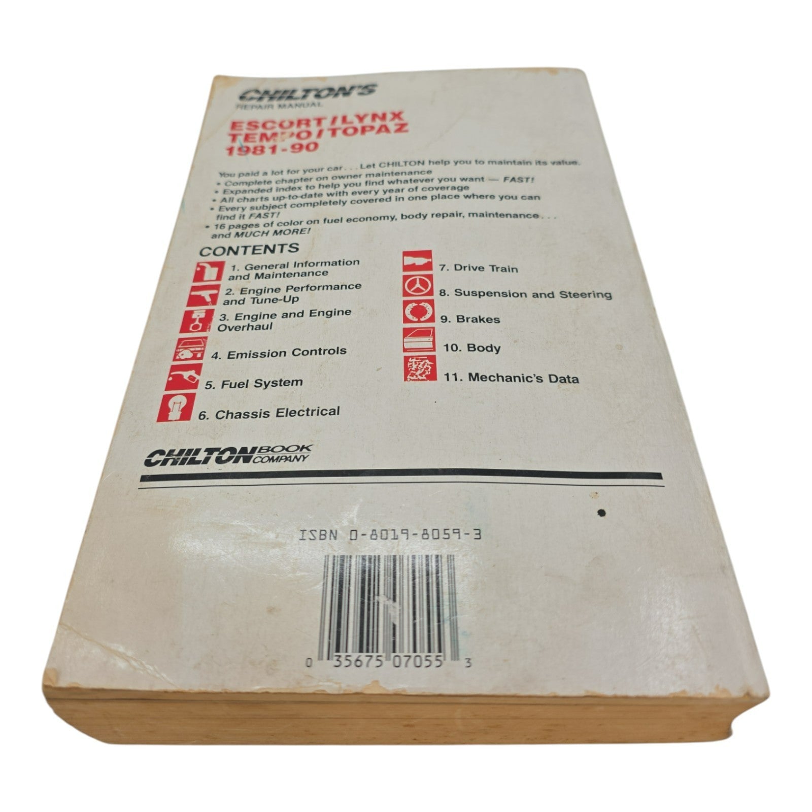 Chiltons Repair Manual Part 7055 FORD Escort Lynx Tempo Topaz 1981 to 1990