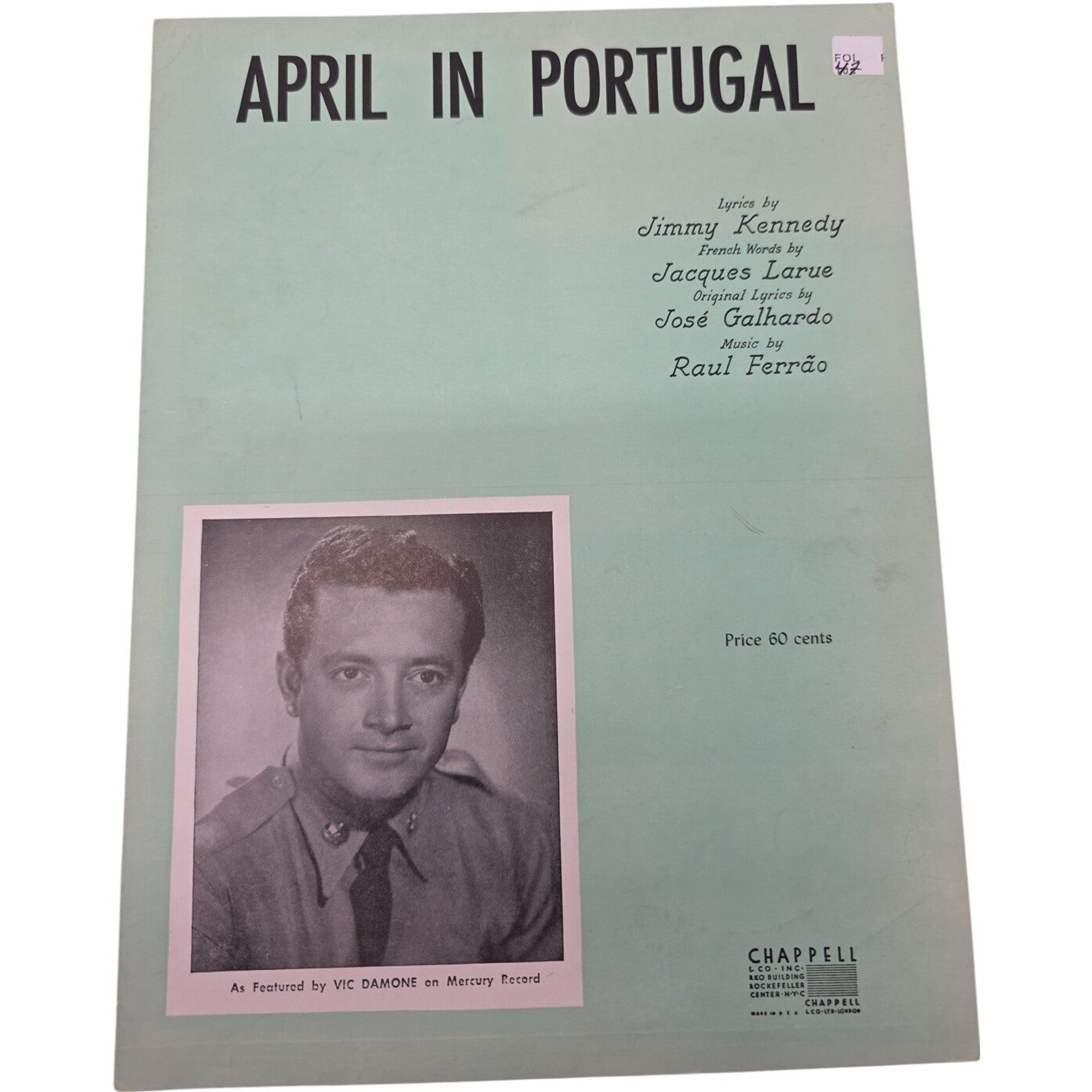 Vintage Sheet Music April In Portugal Raul Ferrao 1947 1953 Vic Damone
