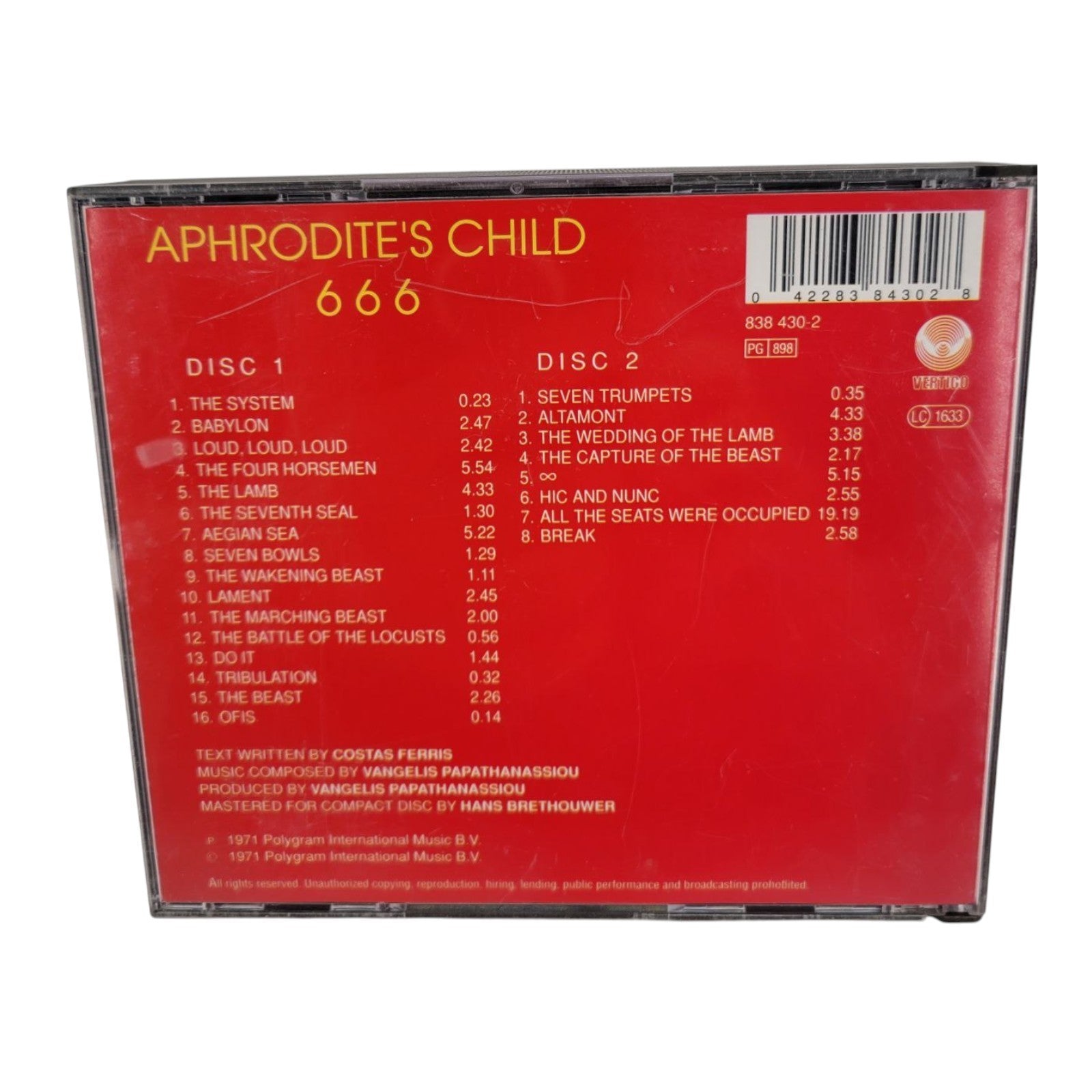 Aphrodites Child 666 Music 2-Disc CD Album 1971