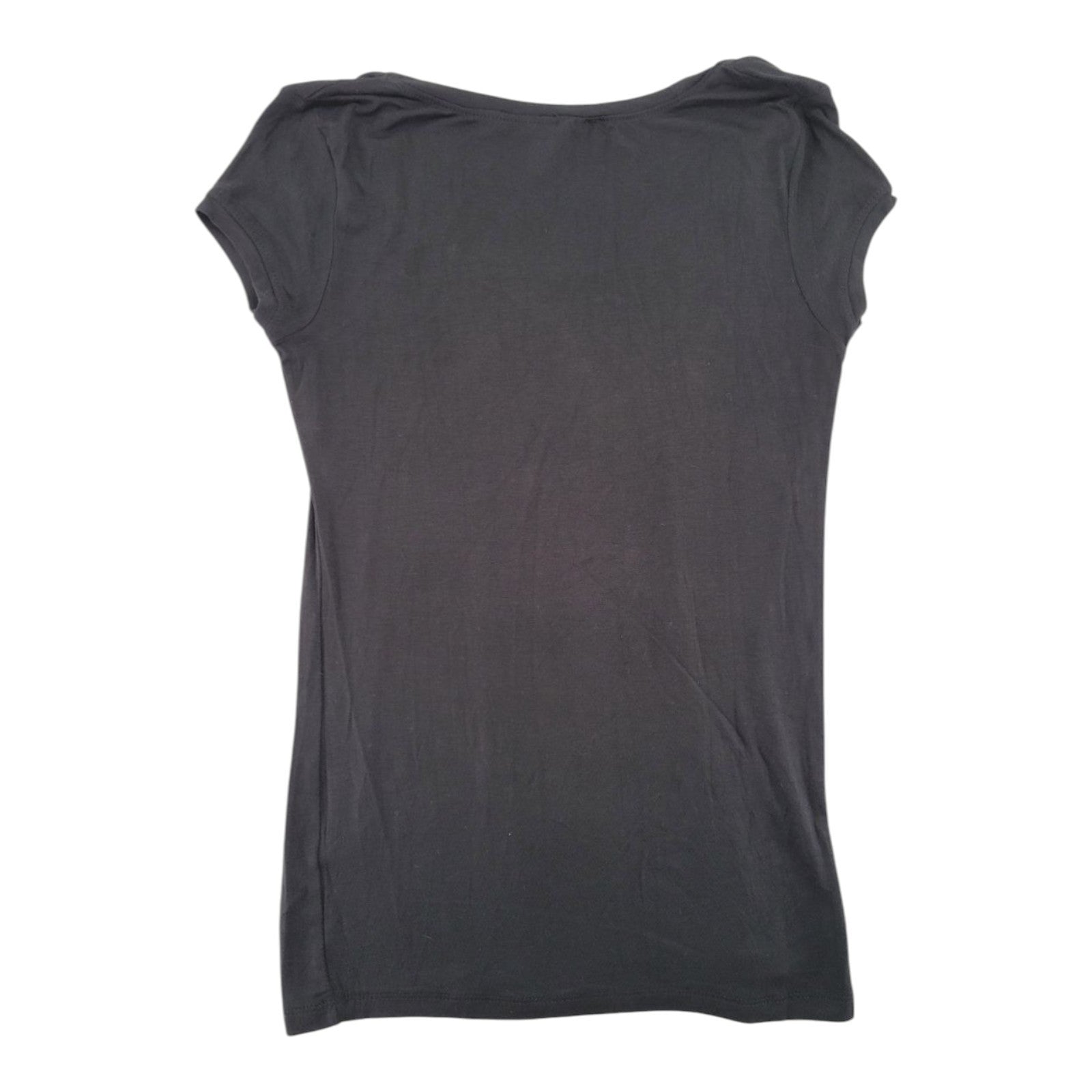 Splash Women's Black Stretch Scoop Neck Tee T-Shirt Fitted Short Sleeve L