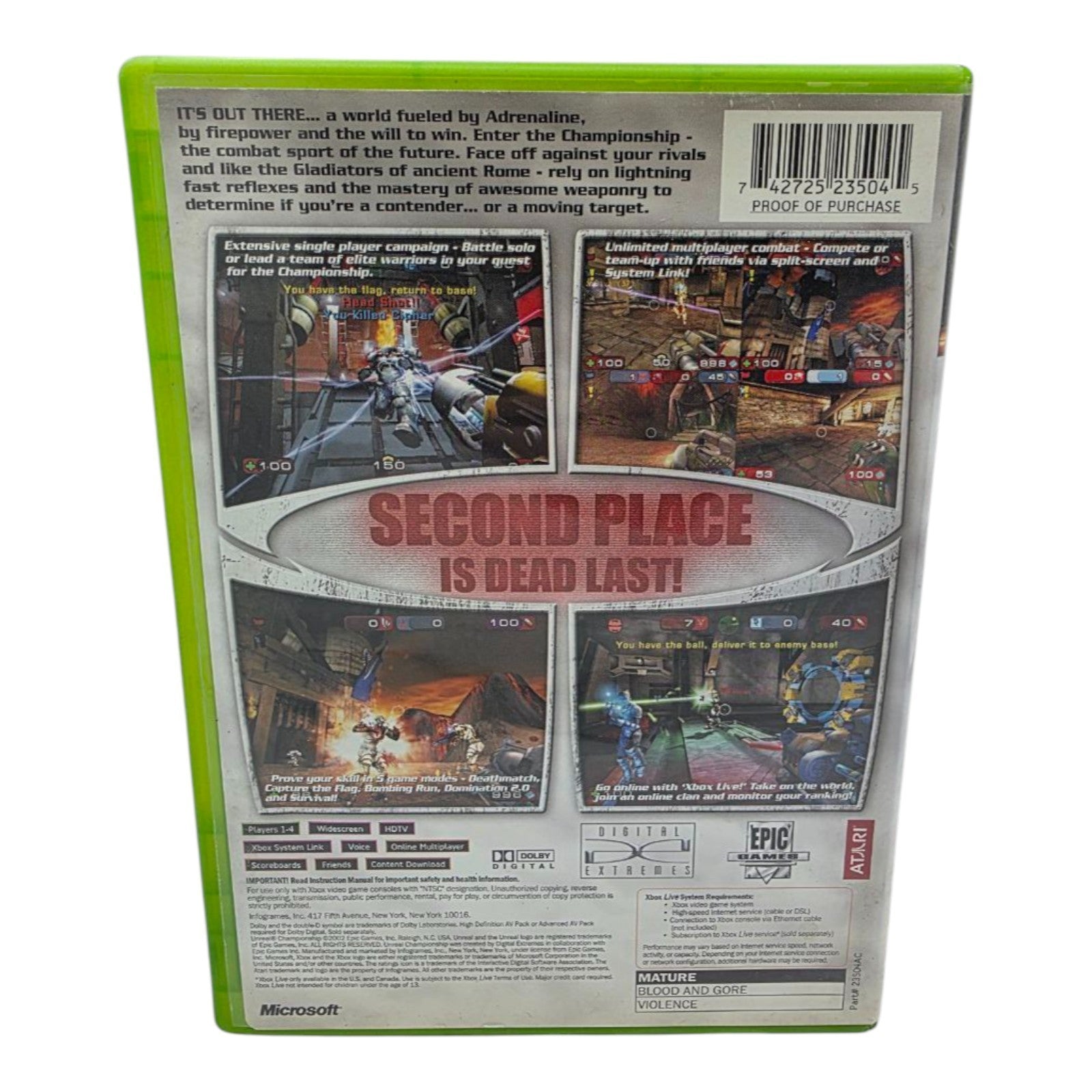 Xbox Unreal Championship Game Complete with Manual