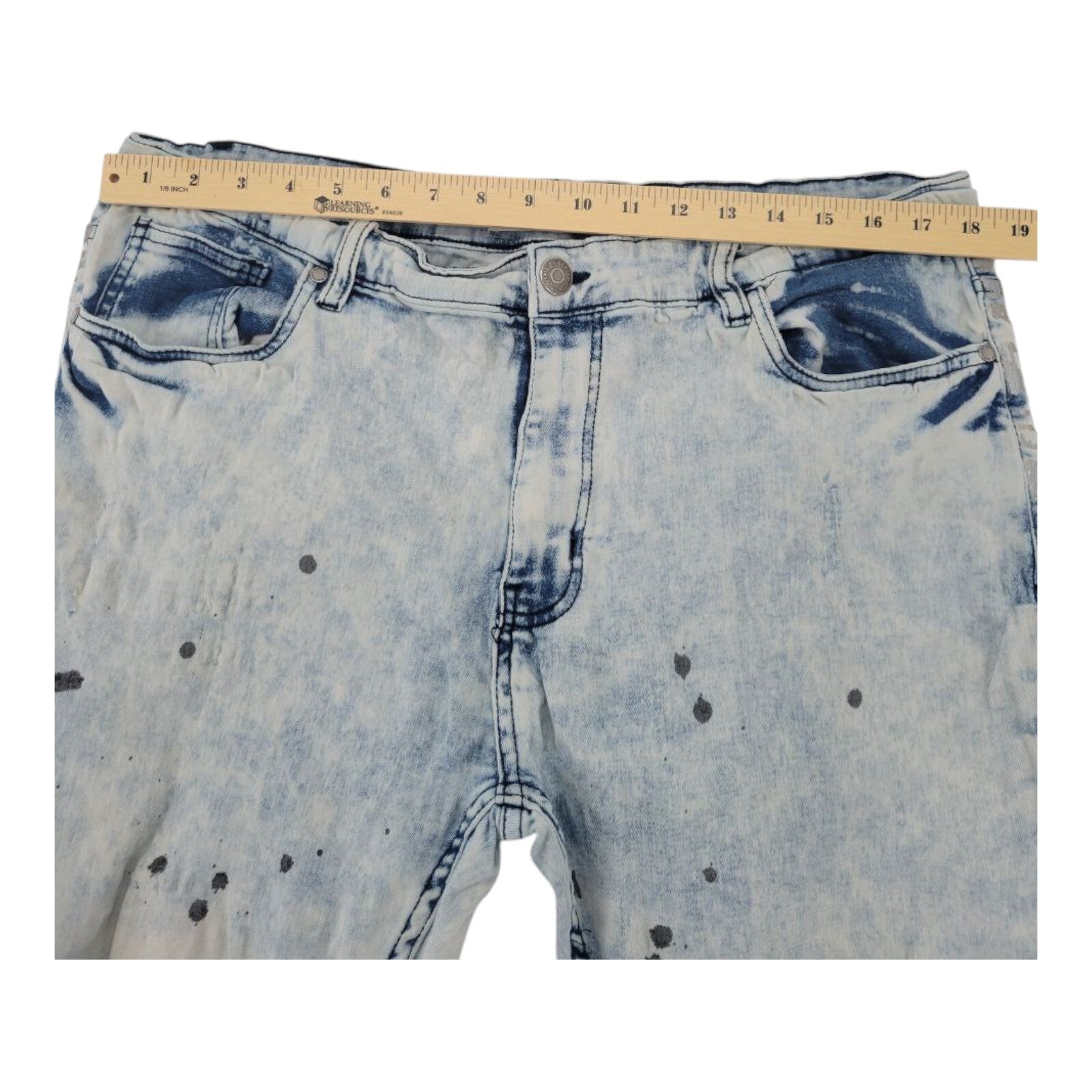 Blue Cult Mens Acid Wash Distressed Jeans Paint Splatter Stretch Size 38