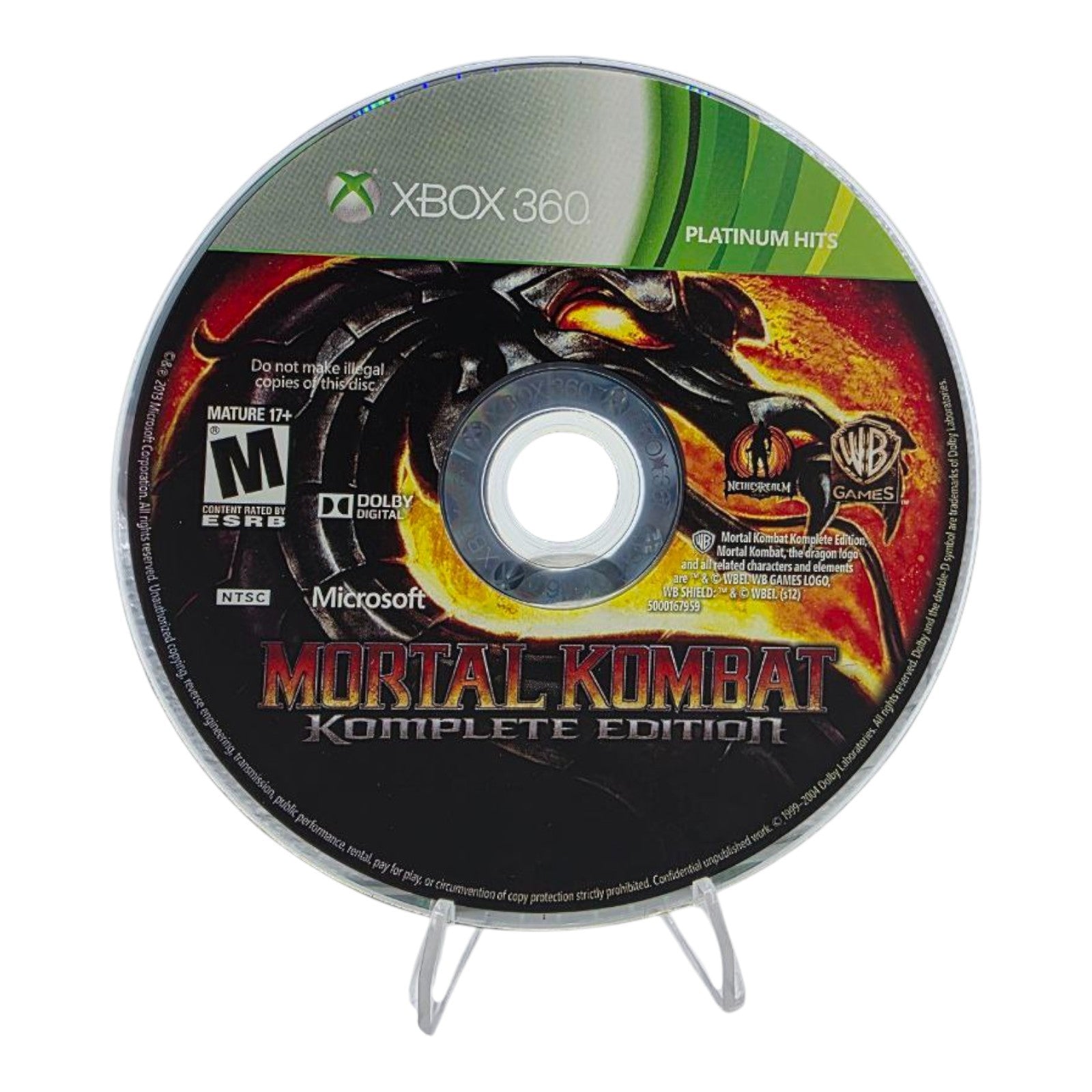 Mortal Kombat Komplete Edition Xbox 360 Platinum Hits Disc Only