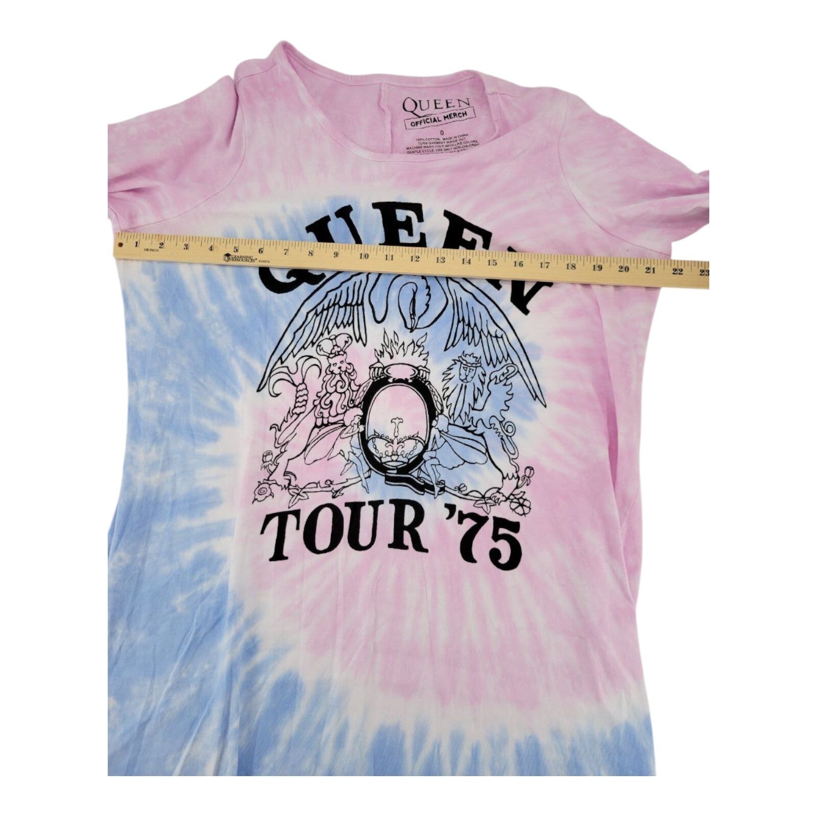 Queen Official Merch Tour ’75 Pink Blue Tie Dye T-Shirt Dress Womens Size 0