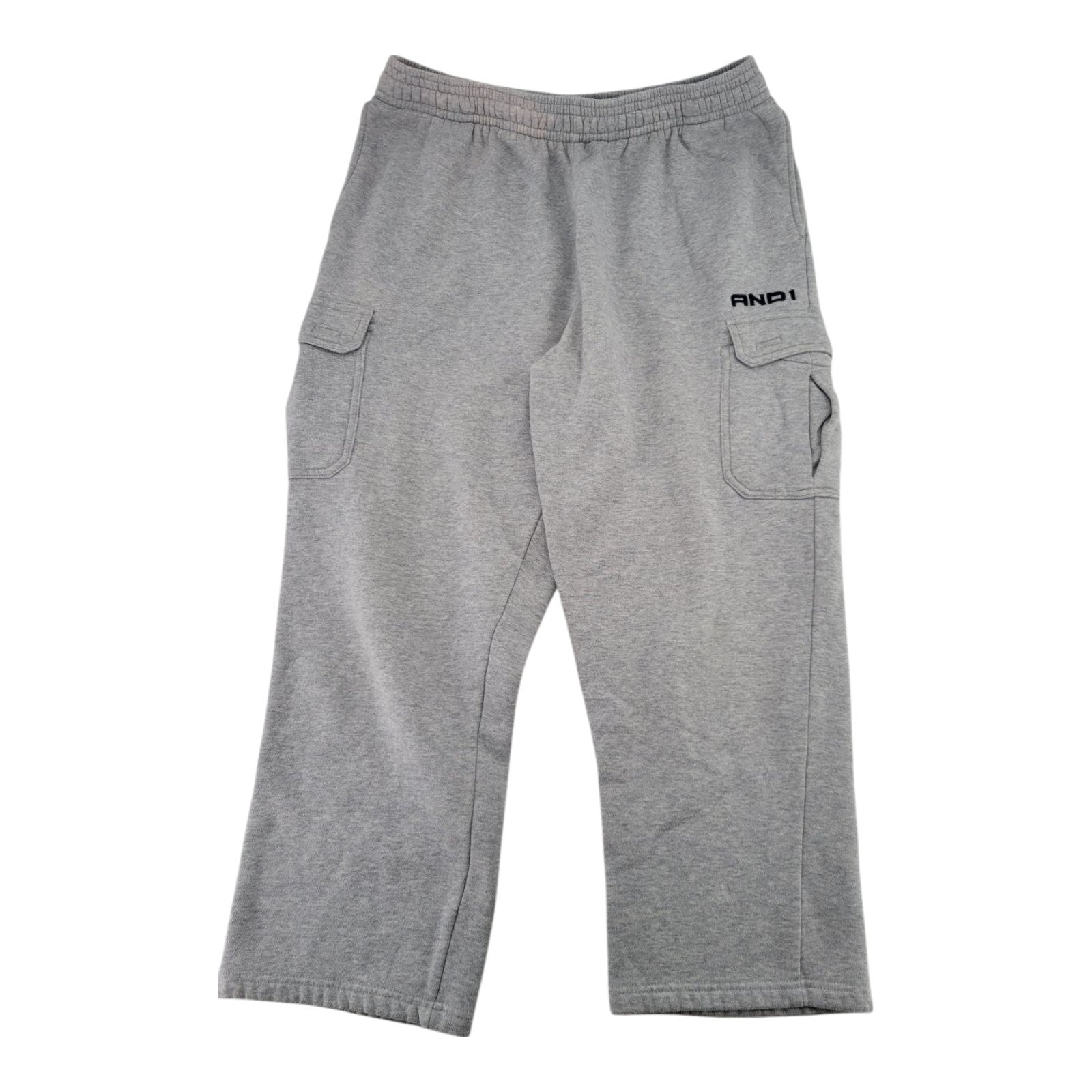 AND1 Men's Gray Fleece Cargo Sweatpants Size XL Drawstring Waist Comfy Fit