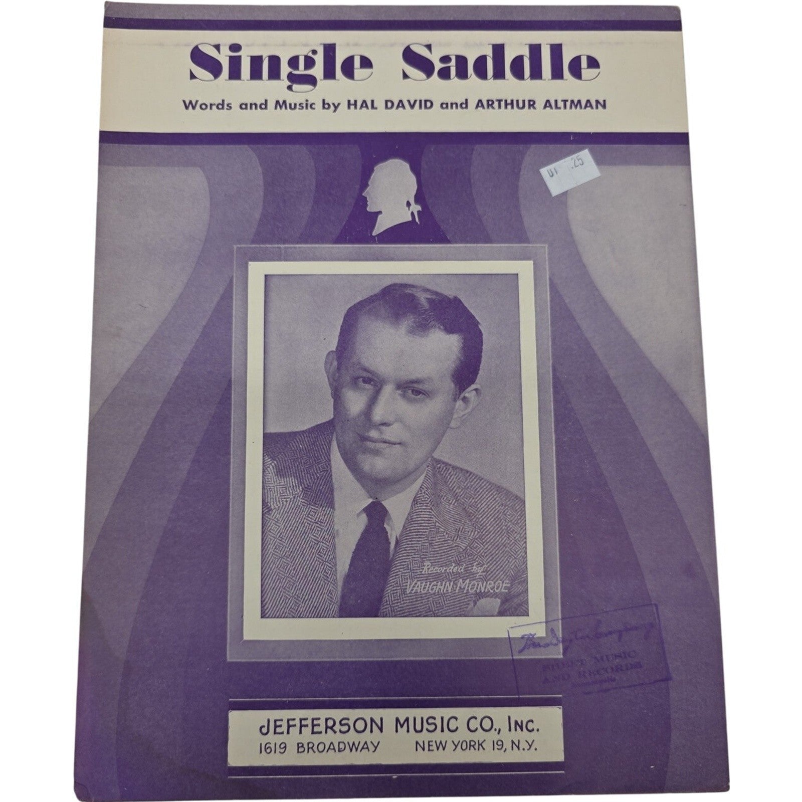 Vintage Sheet Music Single Saddle Hal David & Altman Recorded by Vaughn Monroe
