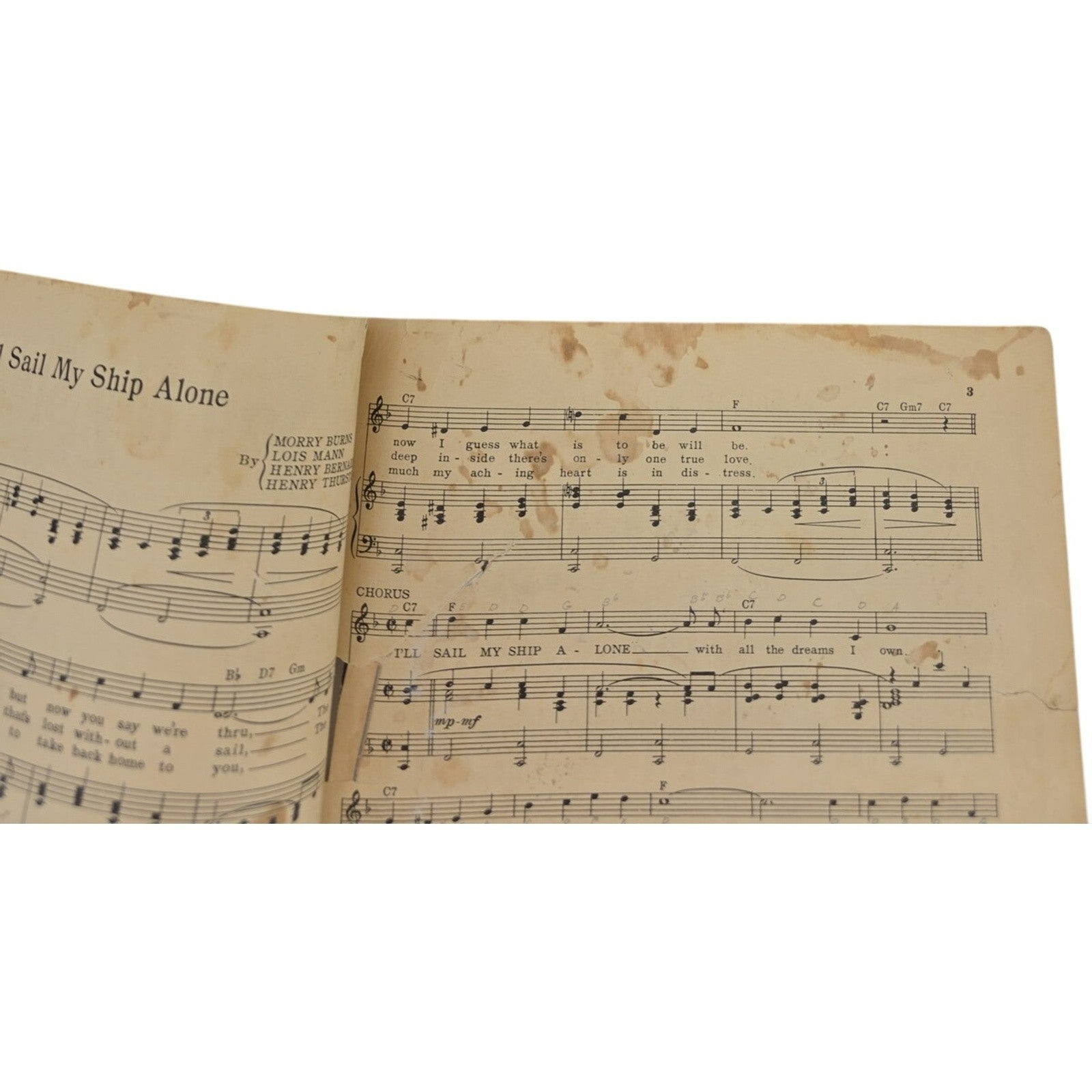 Vintage Sheet Music 1950 I'll Sail My Ship Alone Moon Mullican