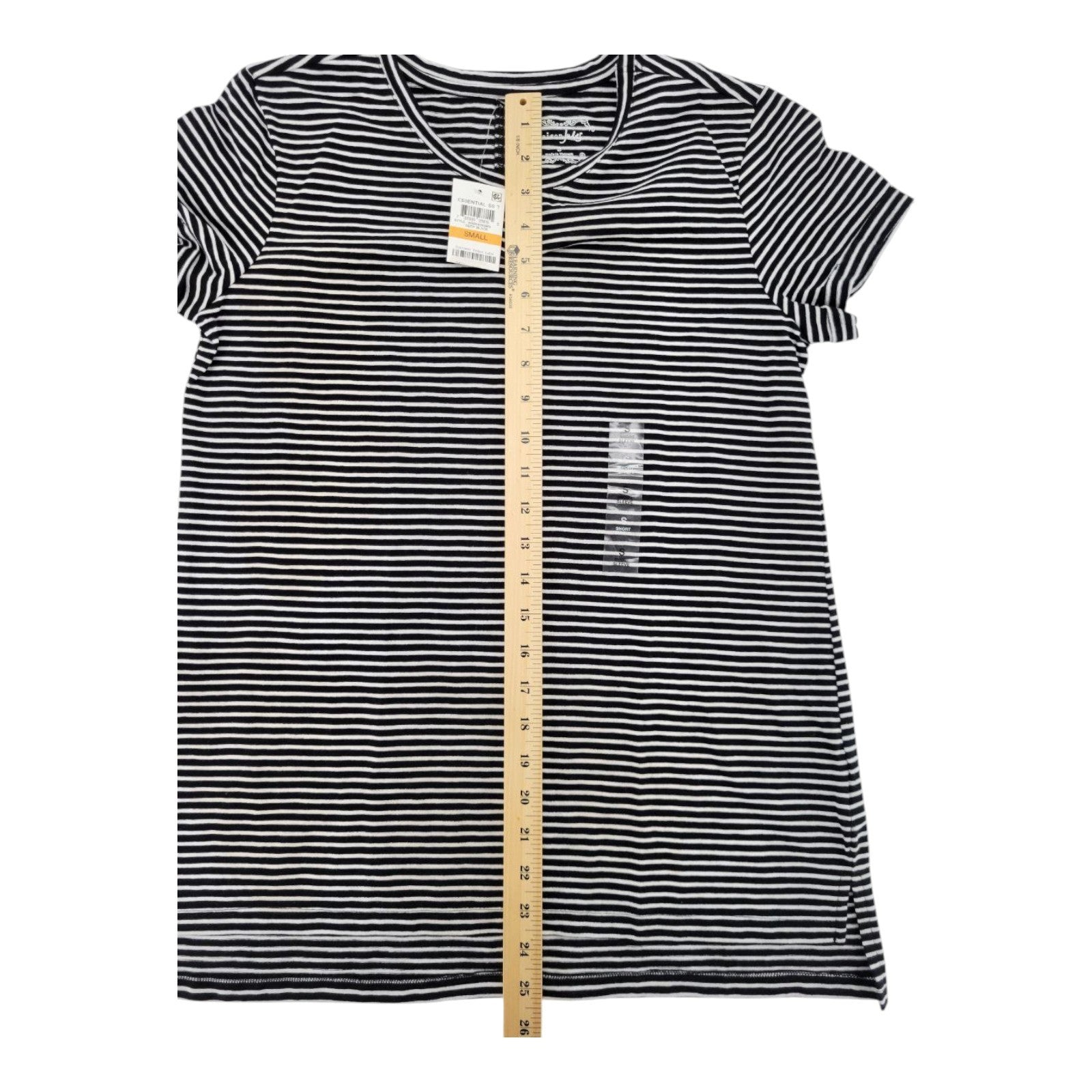 Maison Jules Women's Striped Tee XS Black White Short Sleeve Top