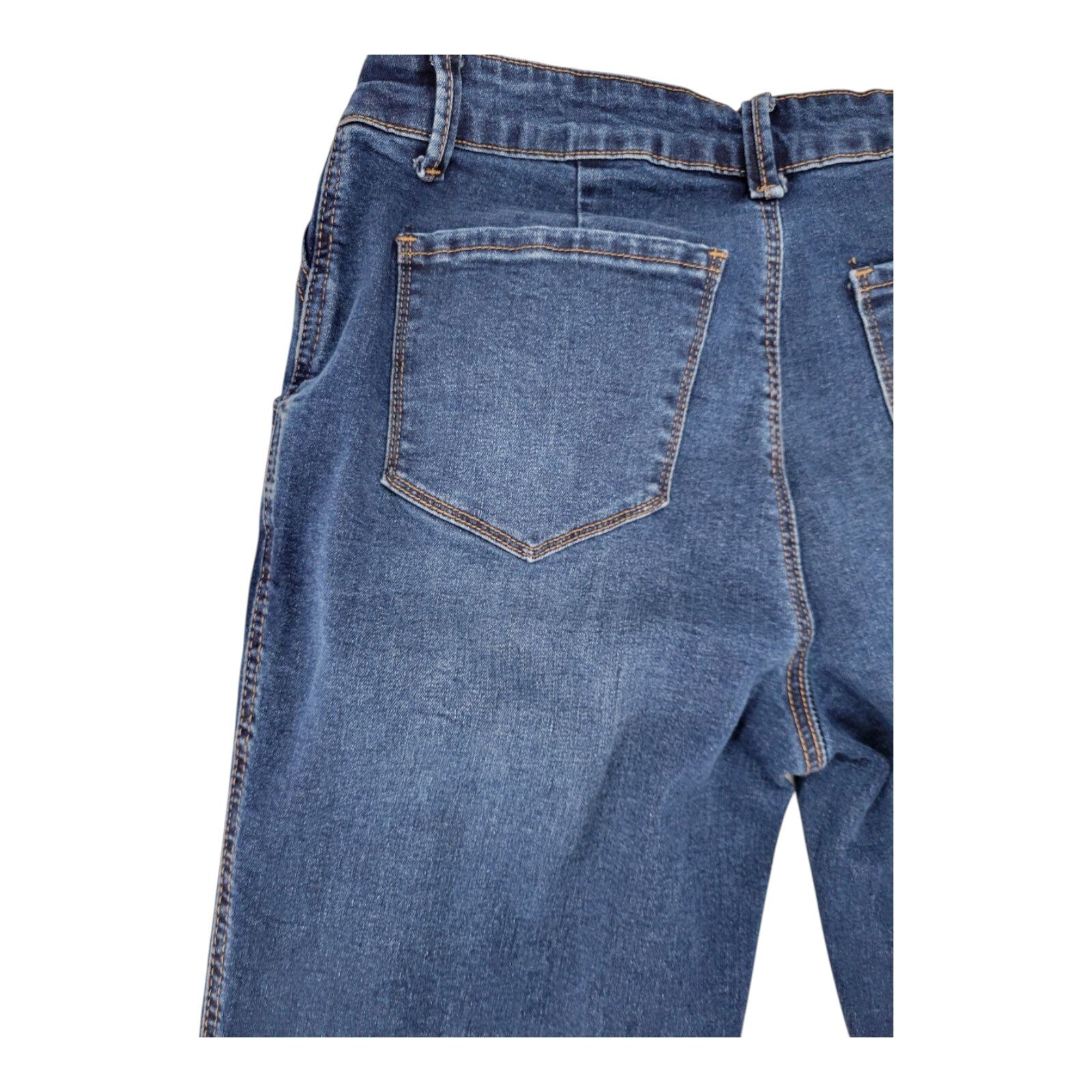 Flamingo Womens Stretch Denim Straight Leg Jeans Blue Size L