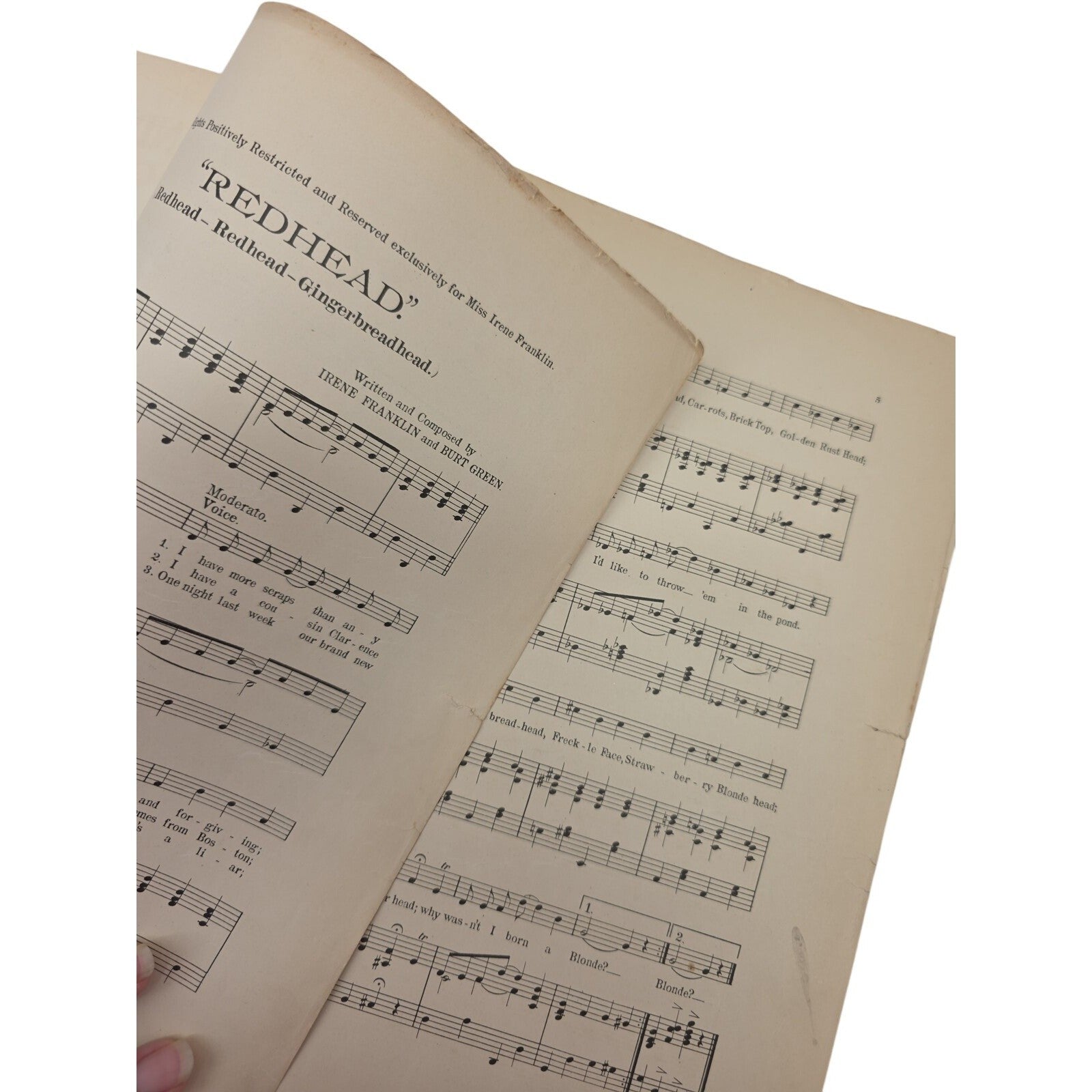 Vintage Sheet Music Redhead Leo Feist Irene Franklin Burt Green