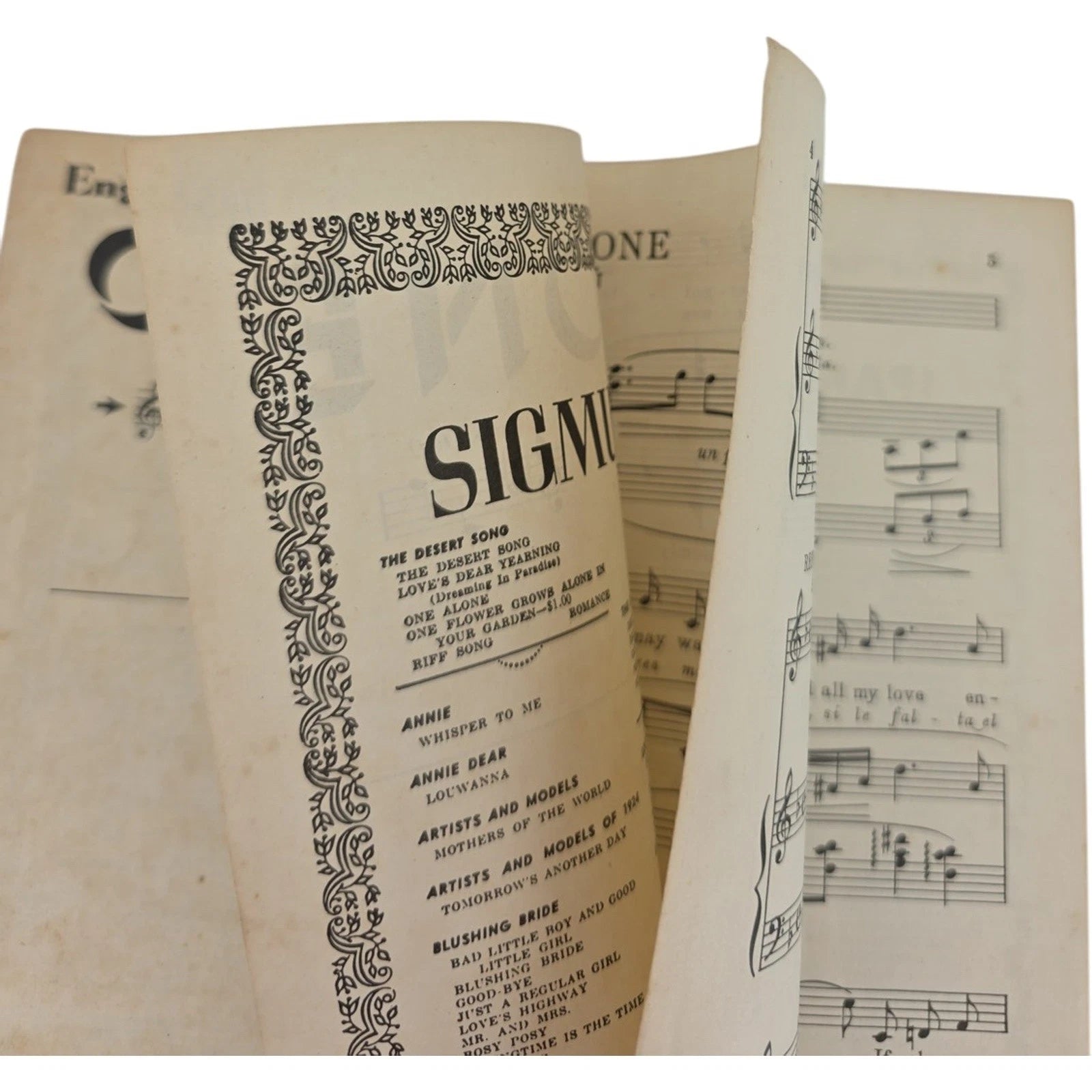 One Alone Solo Tu from The Desert Song Sheet Music 1926 1947 English & Spanish
