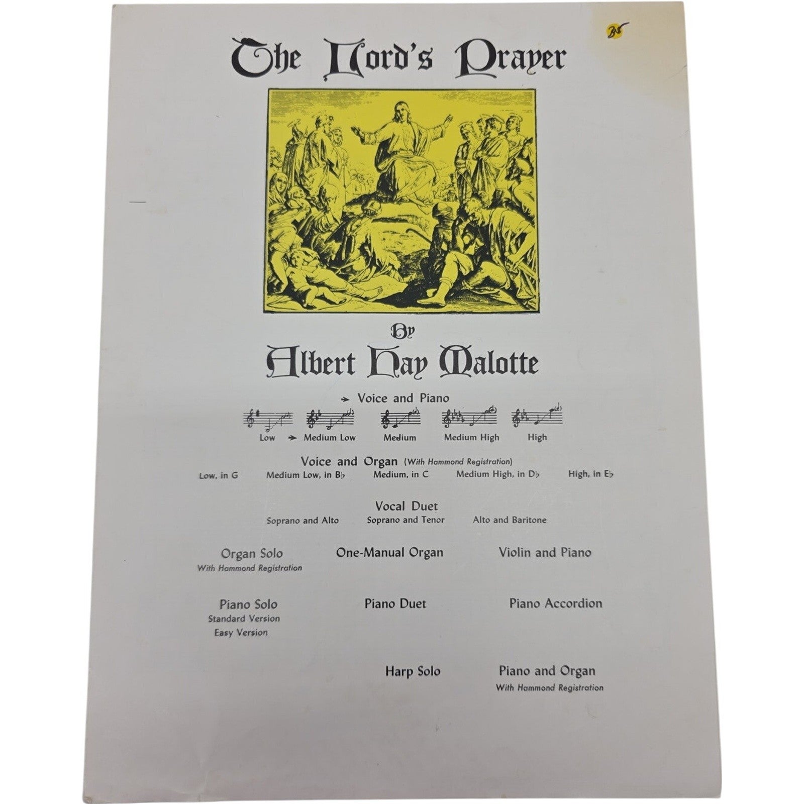 Vintage Sheet Music The Lord's Prayer by Albert Hay Malotte Piano Vocal