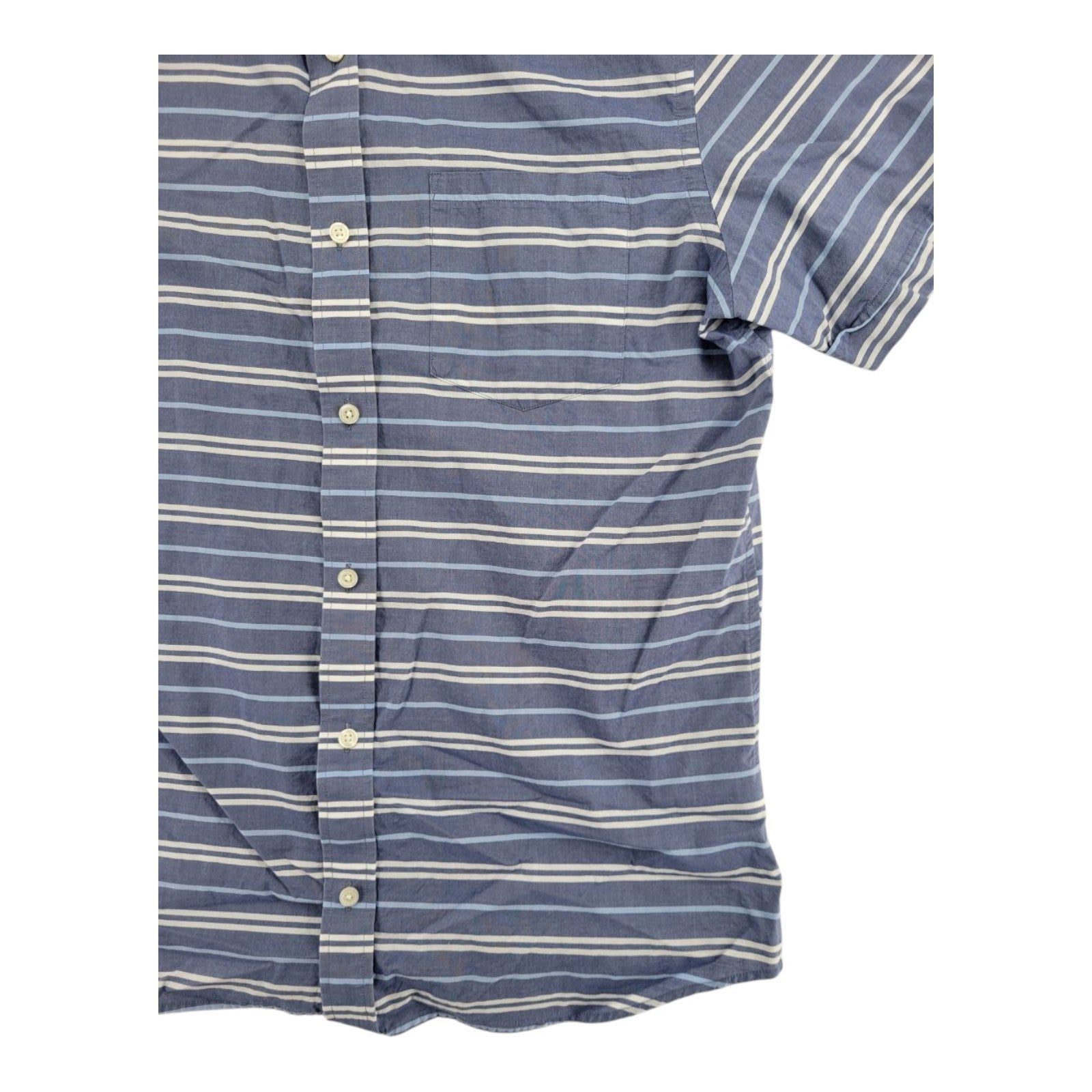 Banana Republic Men's Blue Striped Short Sleeve Soft Wash Shirt Size L