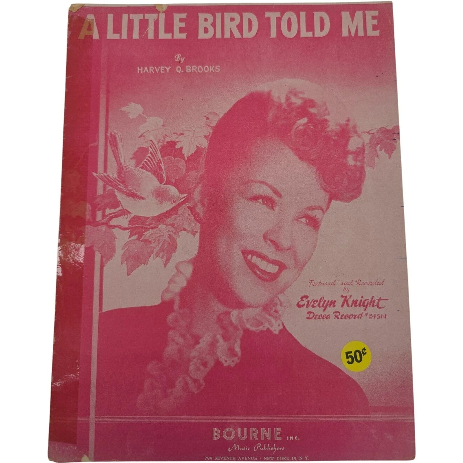 Vintage 1948 Sheet Music A Little Bird Told Me by Harvey Q. Brooks