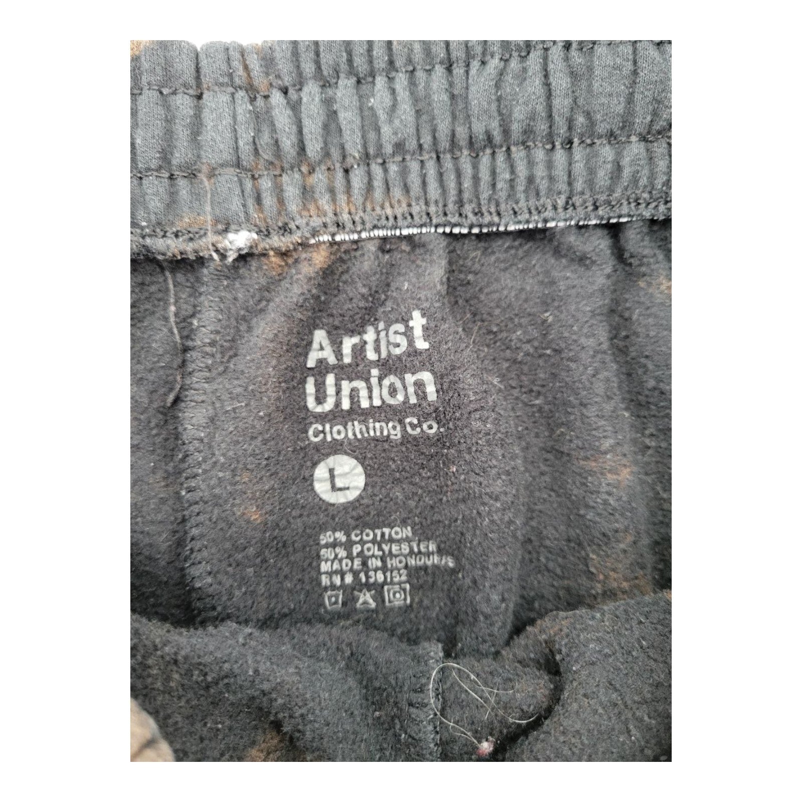 Artist Union Bleach Tie Dye Shorts Brown Black Skeleton Peace Graphic Size L