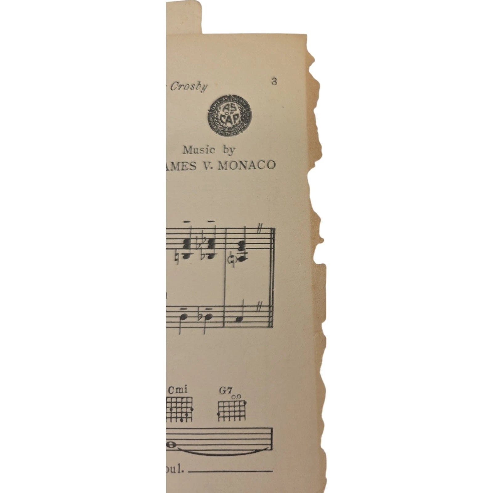 1938 On the Sentimental Side Sheet Music Bing Crosby Doctor Rhythm Film Song