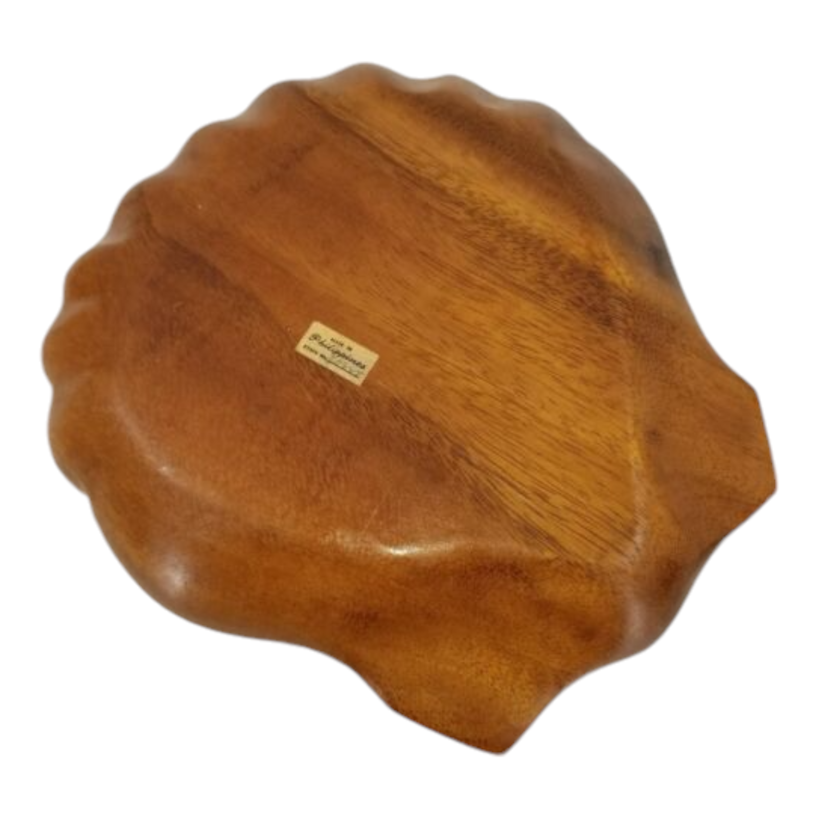 Vintage Shell Shaped Hawaiian Monkey Pod Wooden Dish (Simulated Pearl Lined)