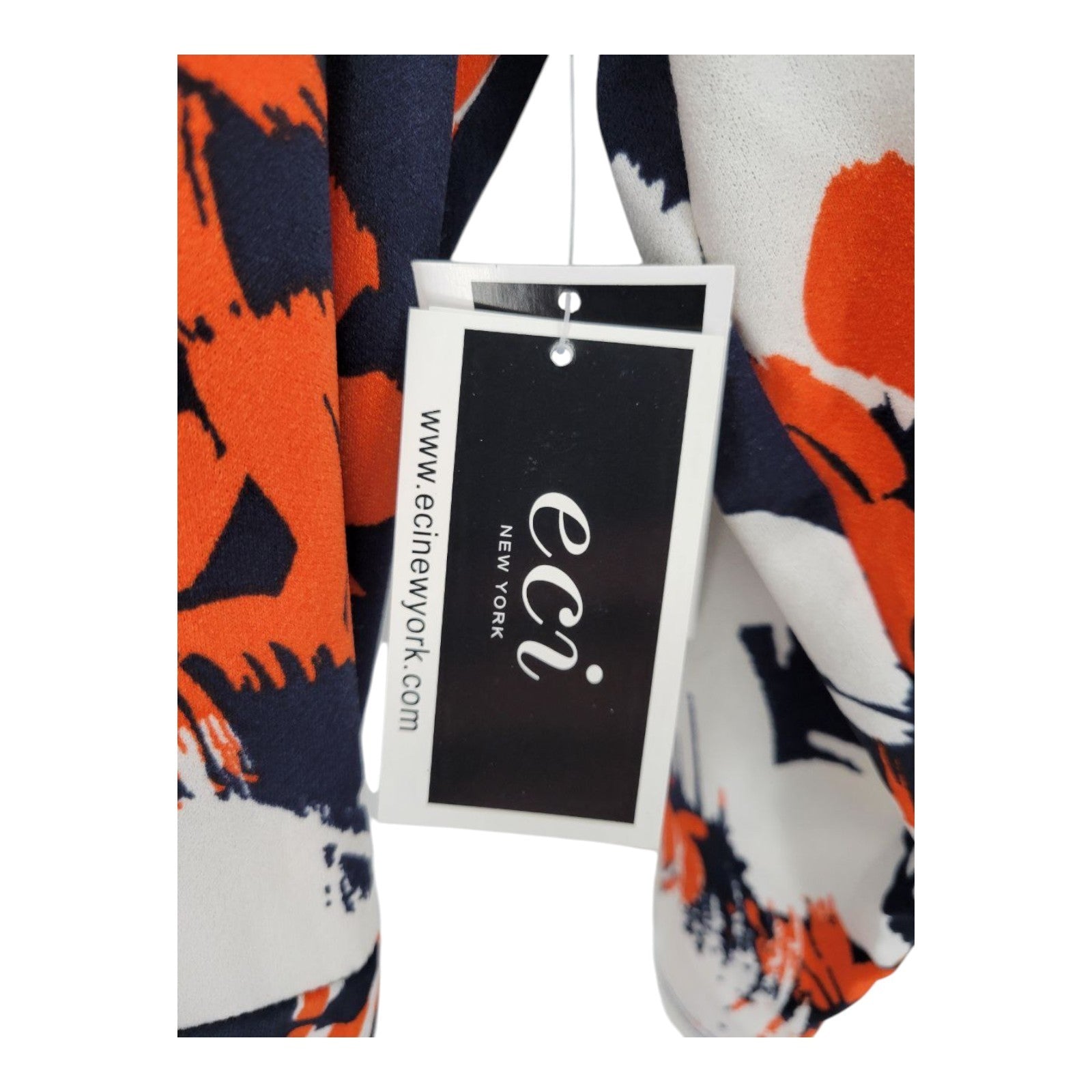ECI New York Womens Wrap Dress Navy Orange Green Floral Stripe Stretch XL