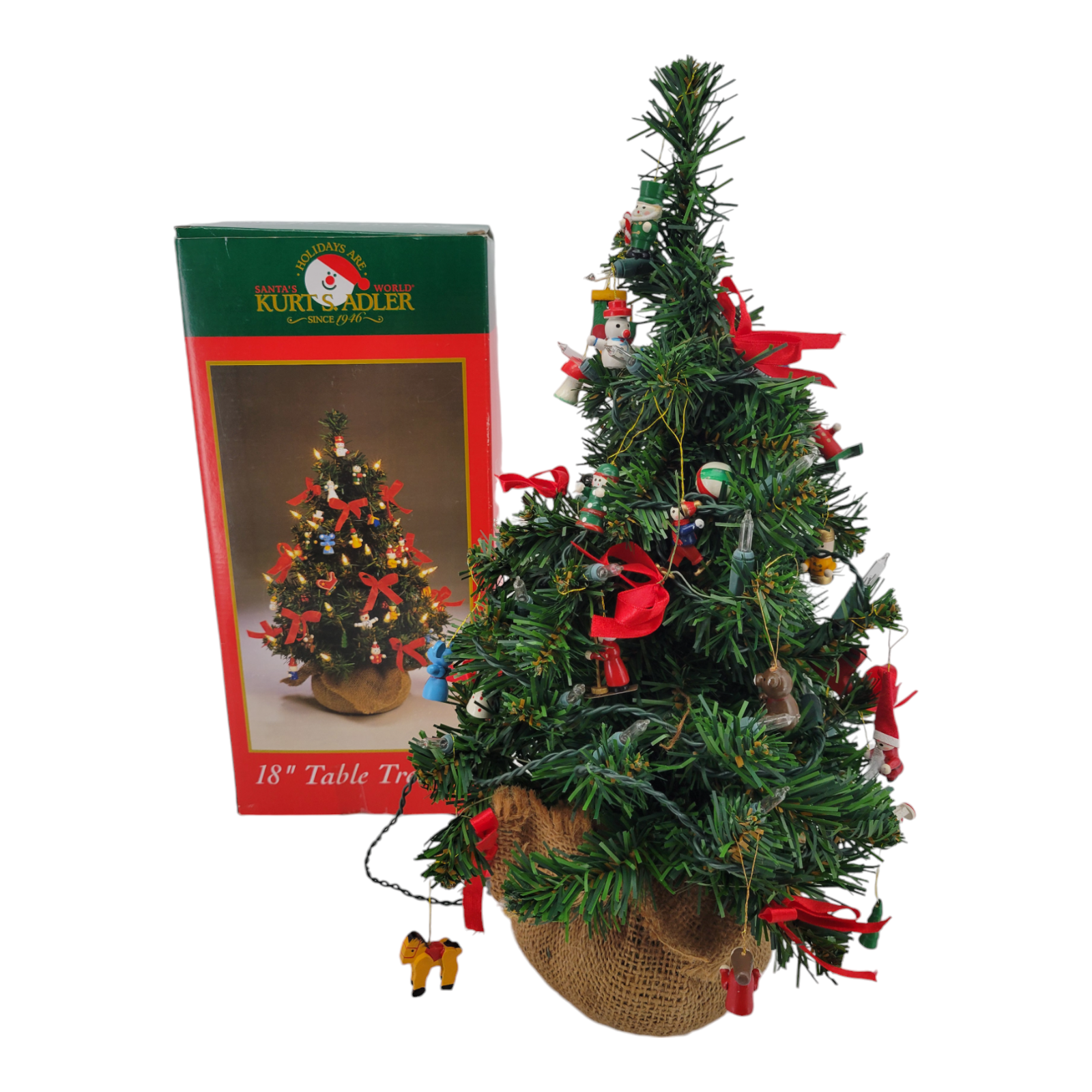 Kurt S. Adler 18" Tabletop Christmas Tree with Ornaments and Burlap Base