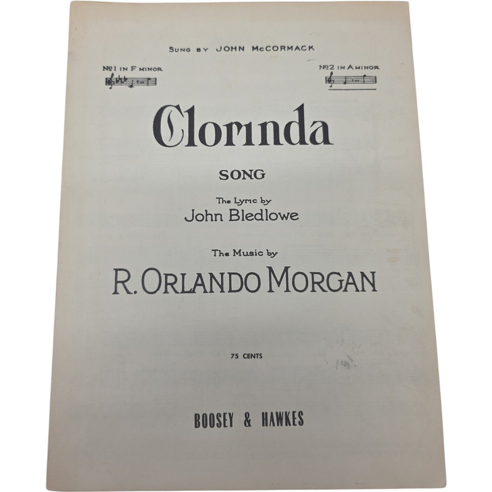 1923 Vintage Sheet Music Clorinda by Bledlowe & Morgan Boosey & Hawkes
