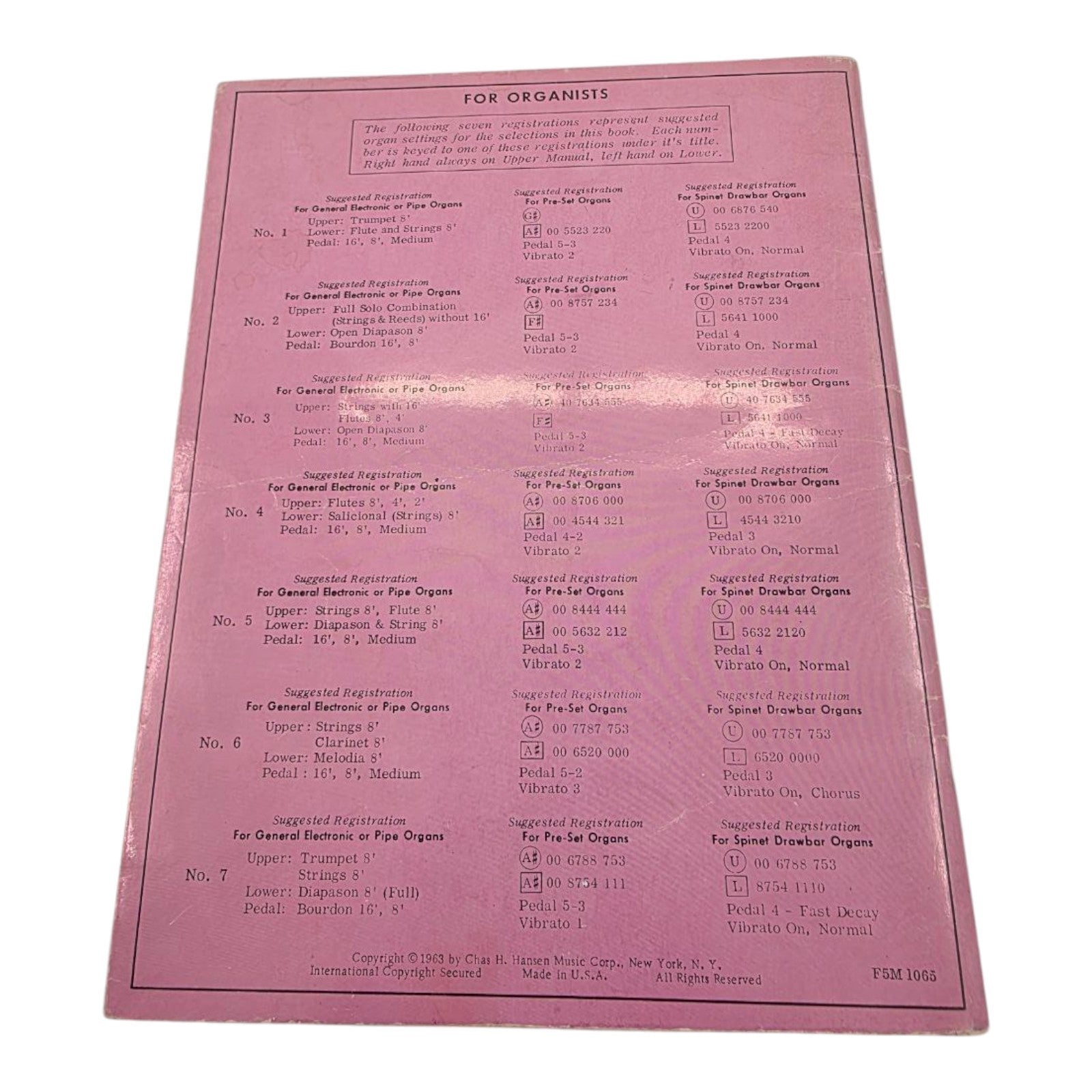 Vintage Easy Piano 50 Easy Organ Favorites Sheet Music Book Hansen 1963