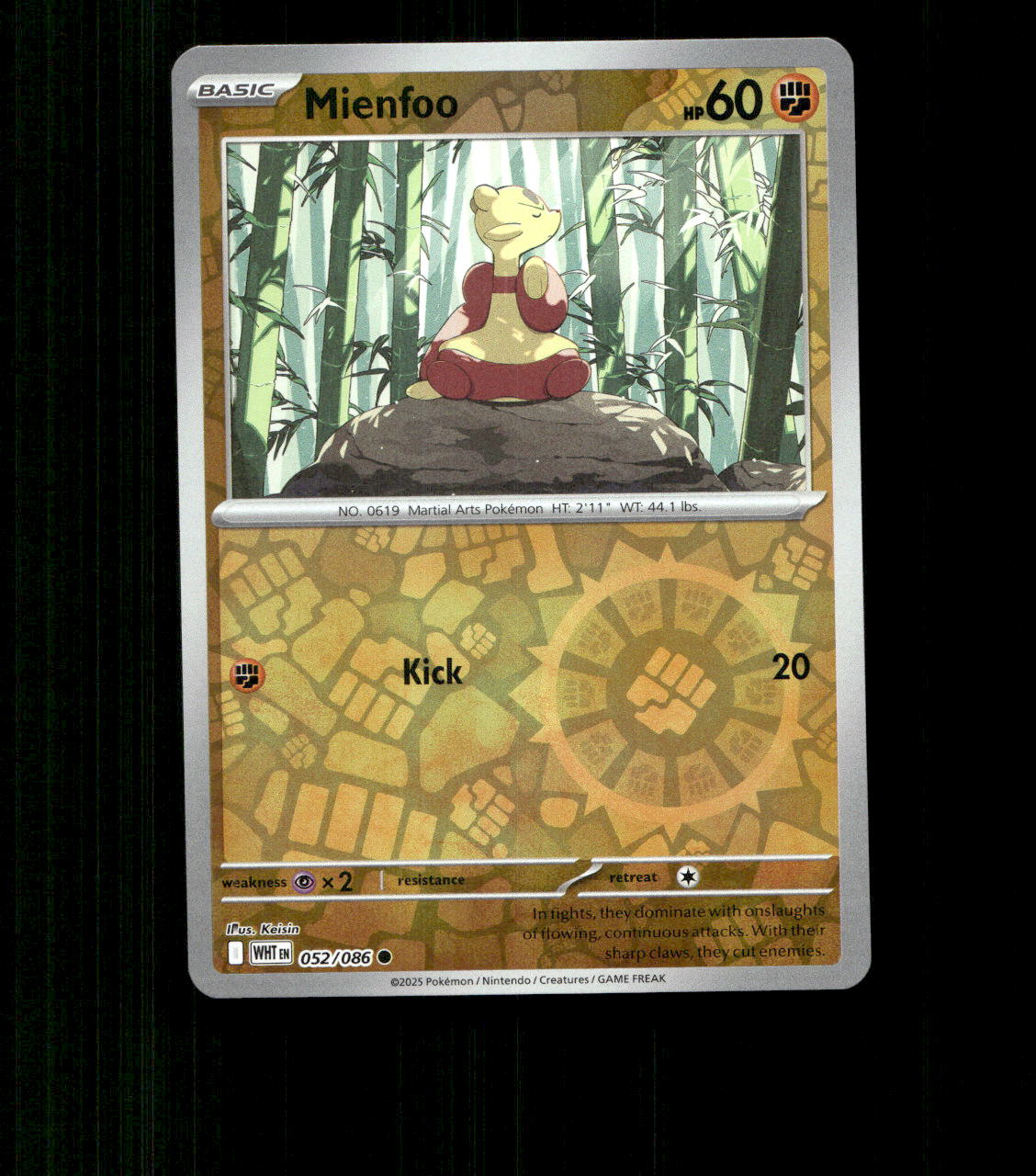 Mienfoo - 052/086 - White Flare - Reverse Holo Near Mint