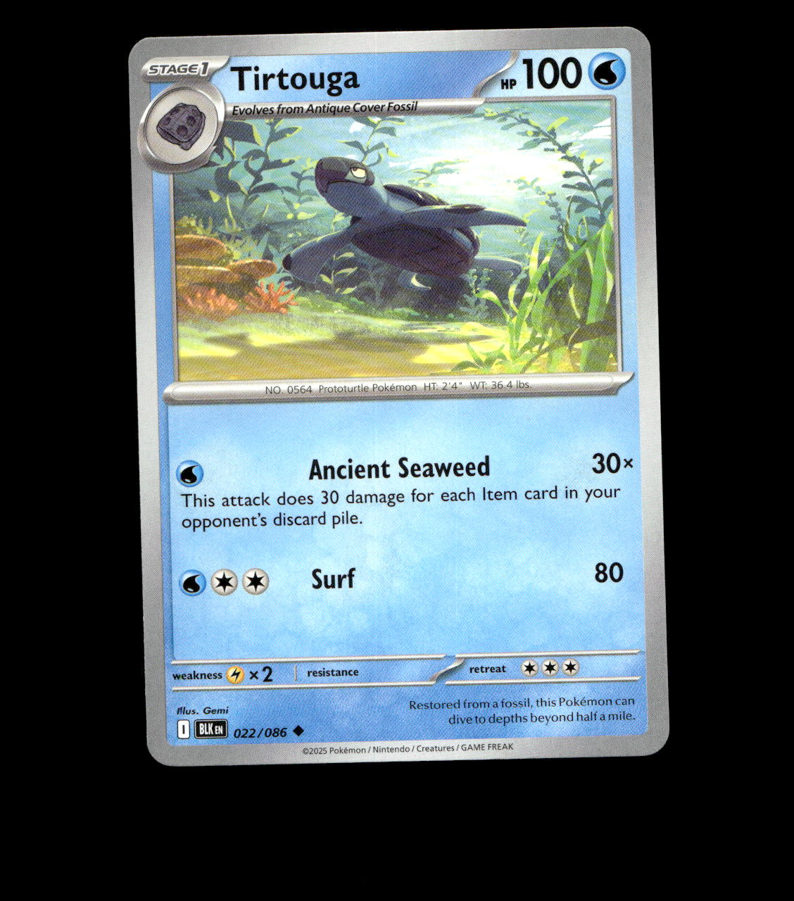 Tirtouga - 022/086 - Black Bolt - Near Mint Non Holo