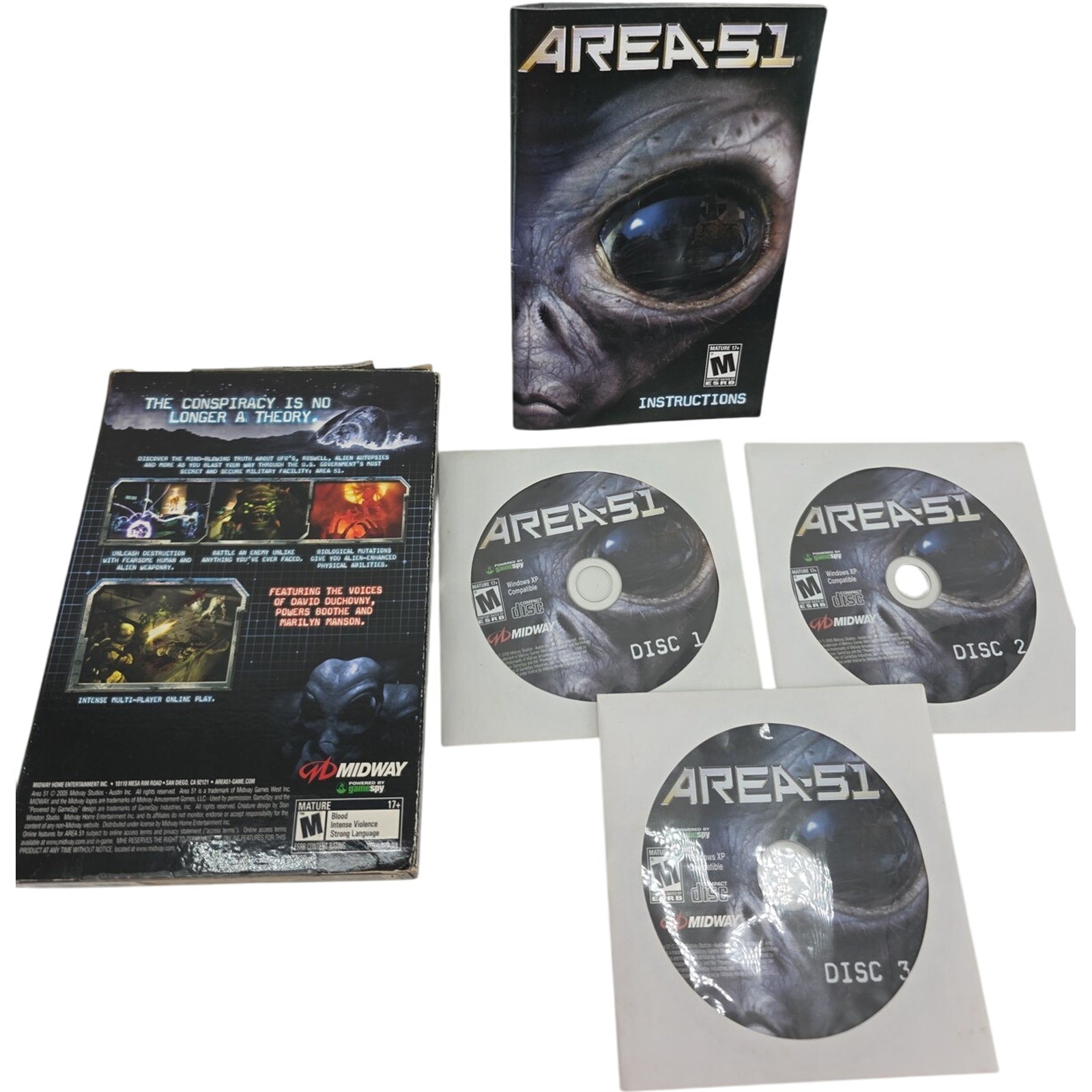 Area 51 PC Games 2005 Complete 3 Disc Set with Original Box and Manual Tested