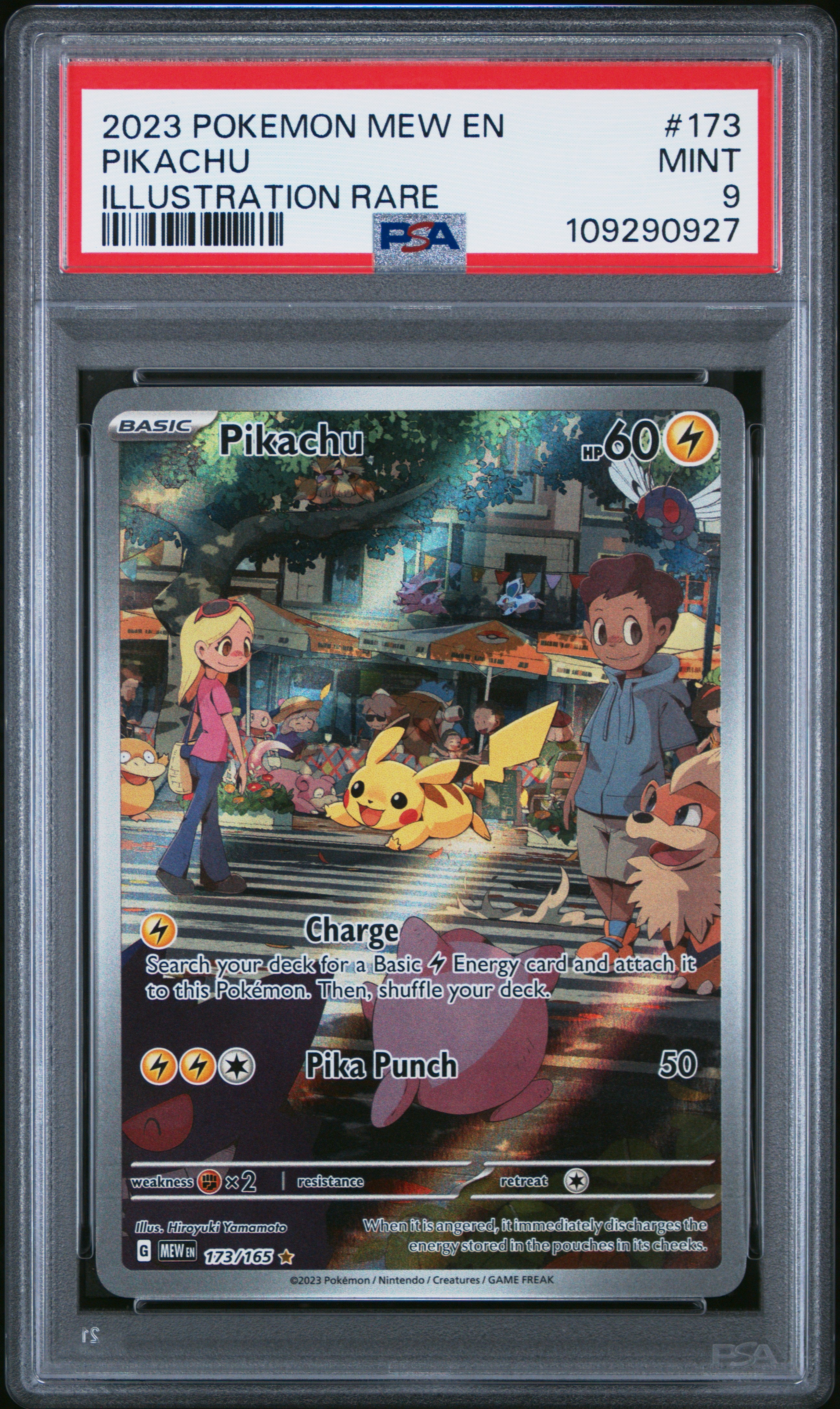 2023 POKEMON MEW EN-151 #173 PIKACHU ILLUSTRATION RARE PSA 9