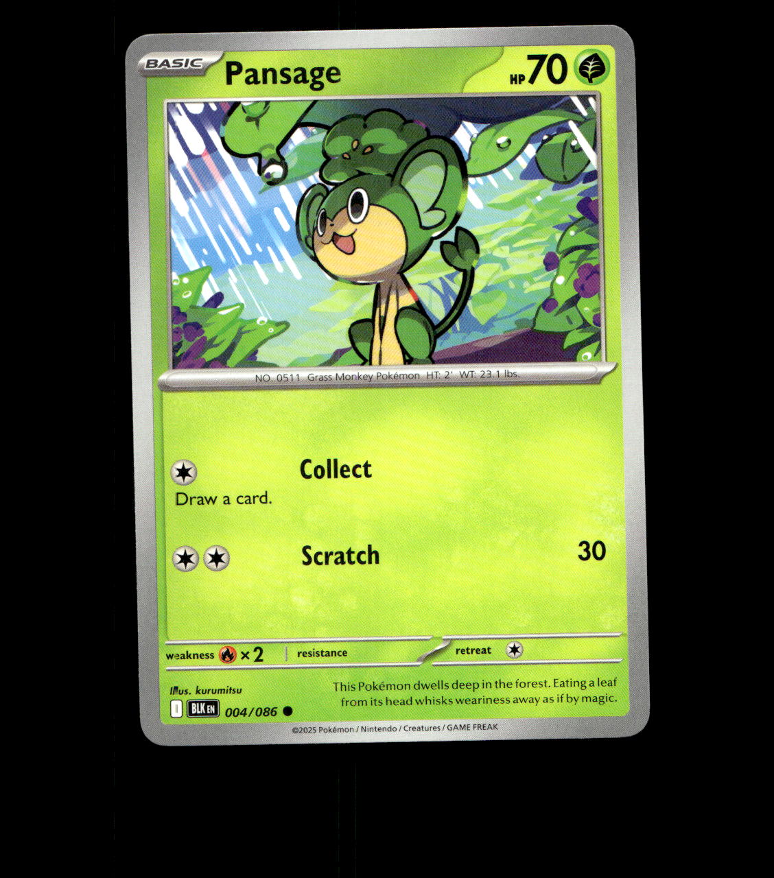 Pansage – 004/086 – Black Bolt – Near Mint
