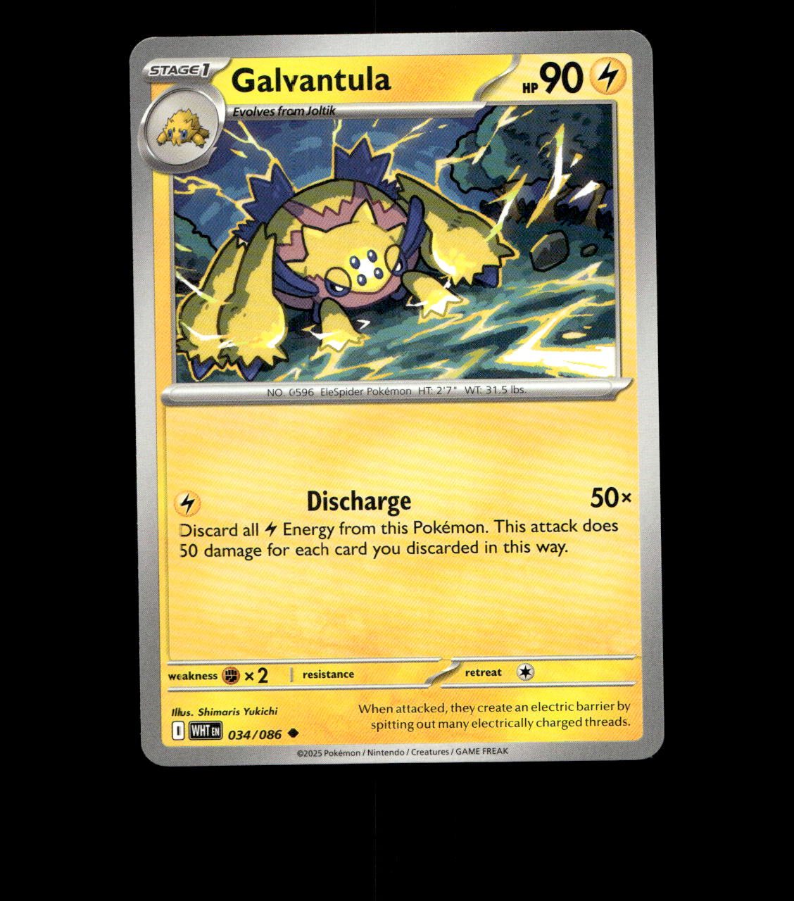 Galvantula - 034/086 - White Flare - Near Mint Non Holo