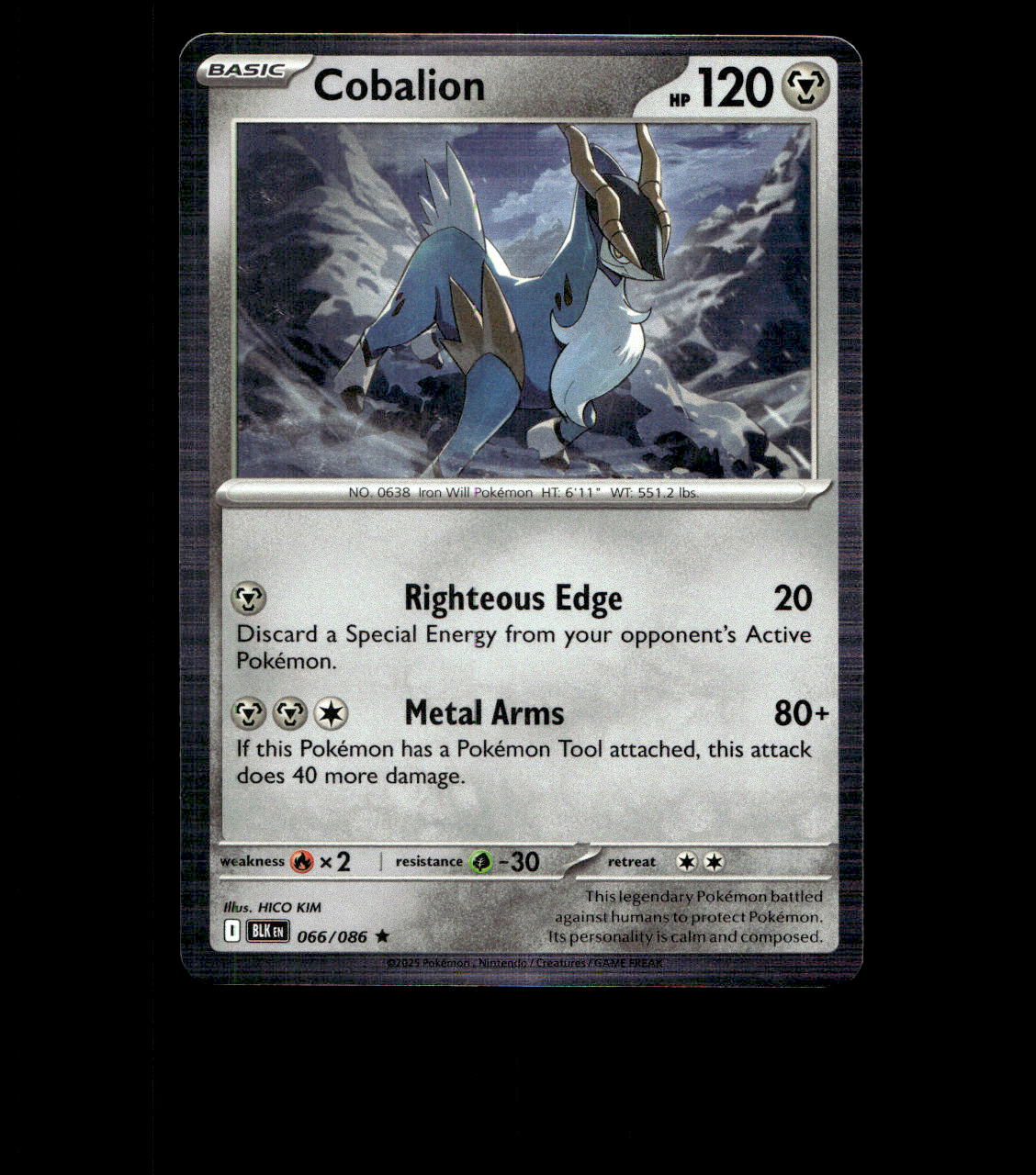 Cobalion - 066/086 - Black Bolt - Holo Near Mint