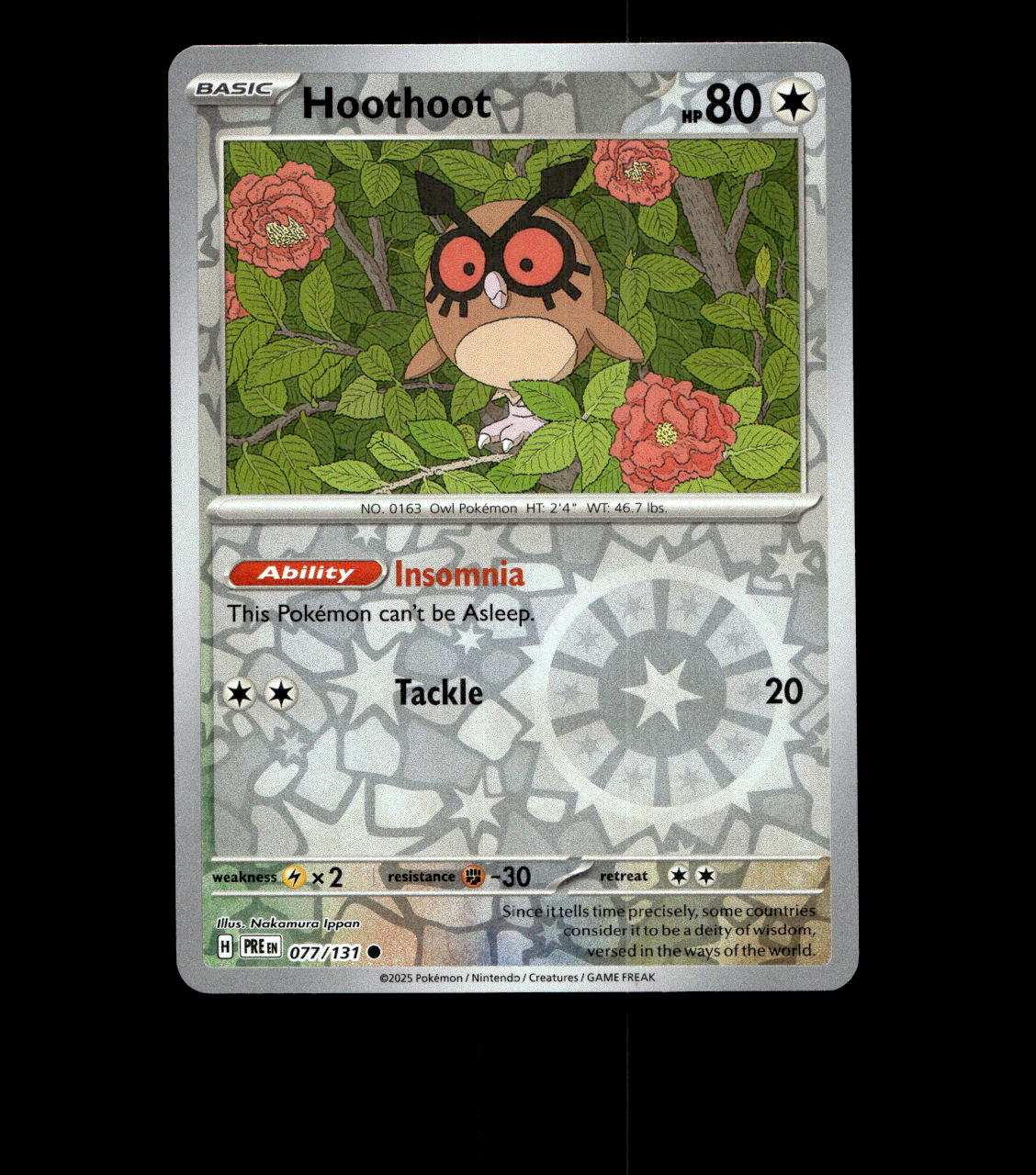 Hoothoot - 077/131 - Prismatic Evolutions - Reverse Holofoil - Near Mint