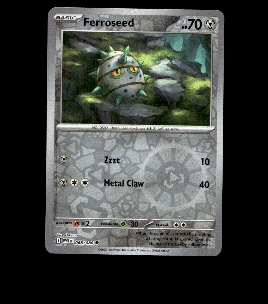 Ferroseed - 068/086 - White Flare - Reverse Holo Near Mint