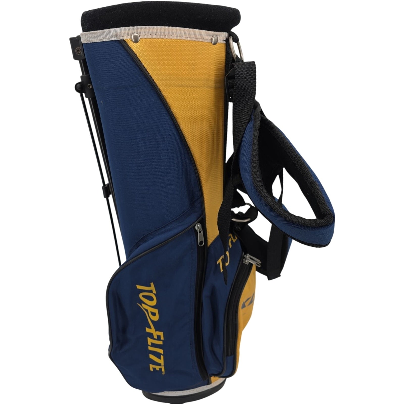 Top Flite XLj Junior 3 Divider Golf Bag w/ Stand Side Pockets Zipper Carry Strap