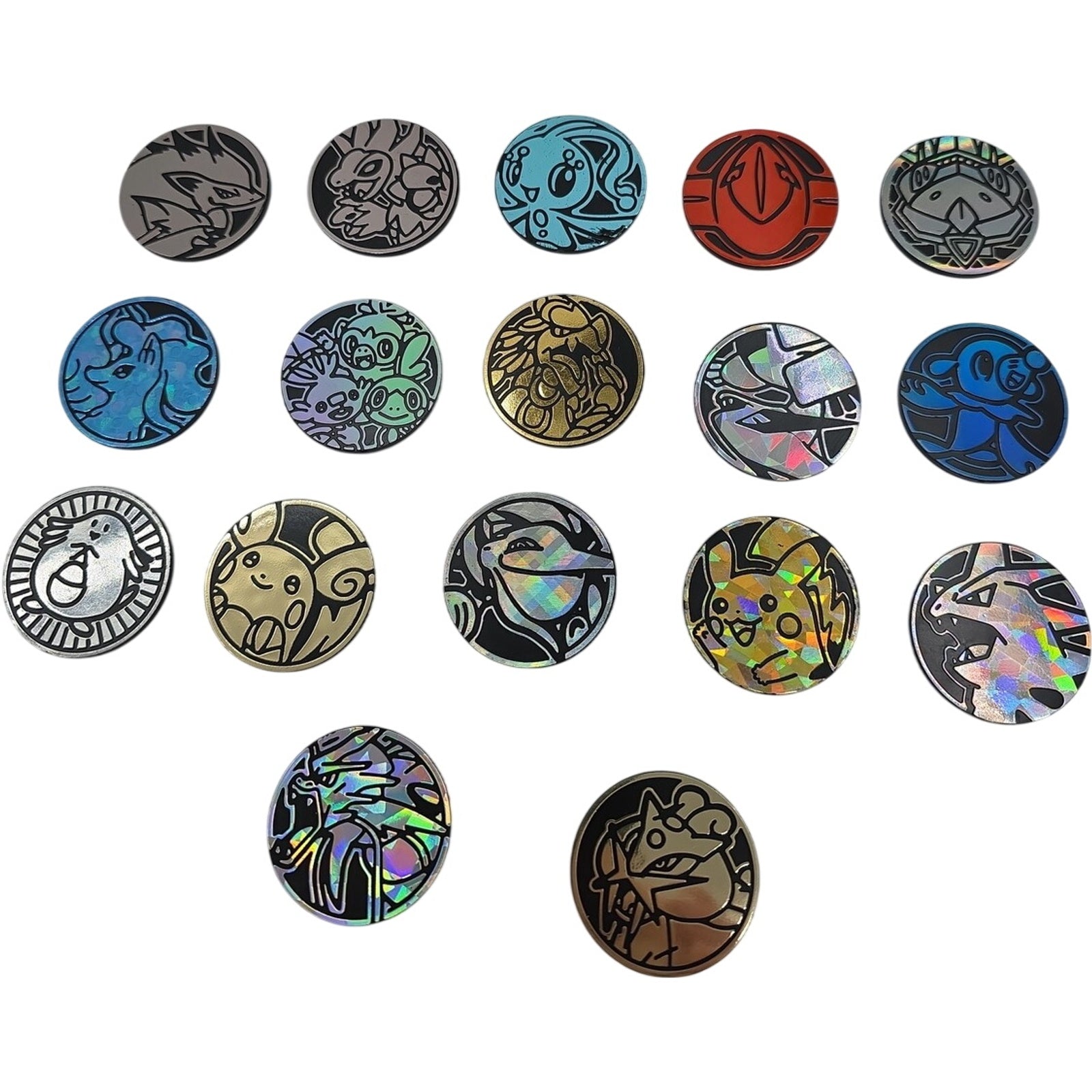 Pokemon TCG Coin Lot of 17 Official Holo & Metal Coins Pikachu Rayquaza More