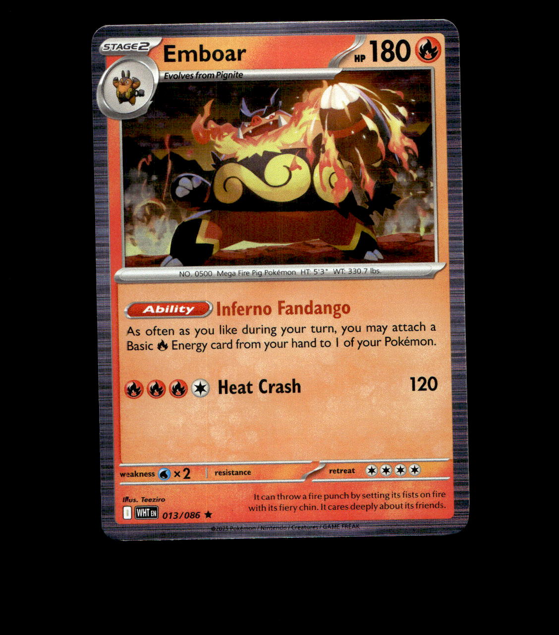 Emboar - 013/086 - White Flare - Holo Near Mint