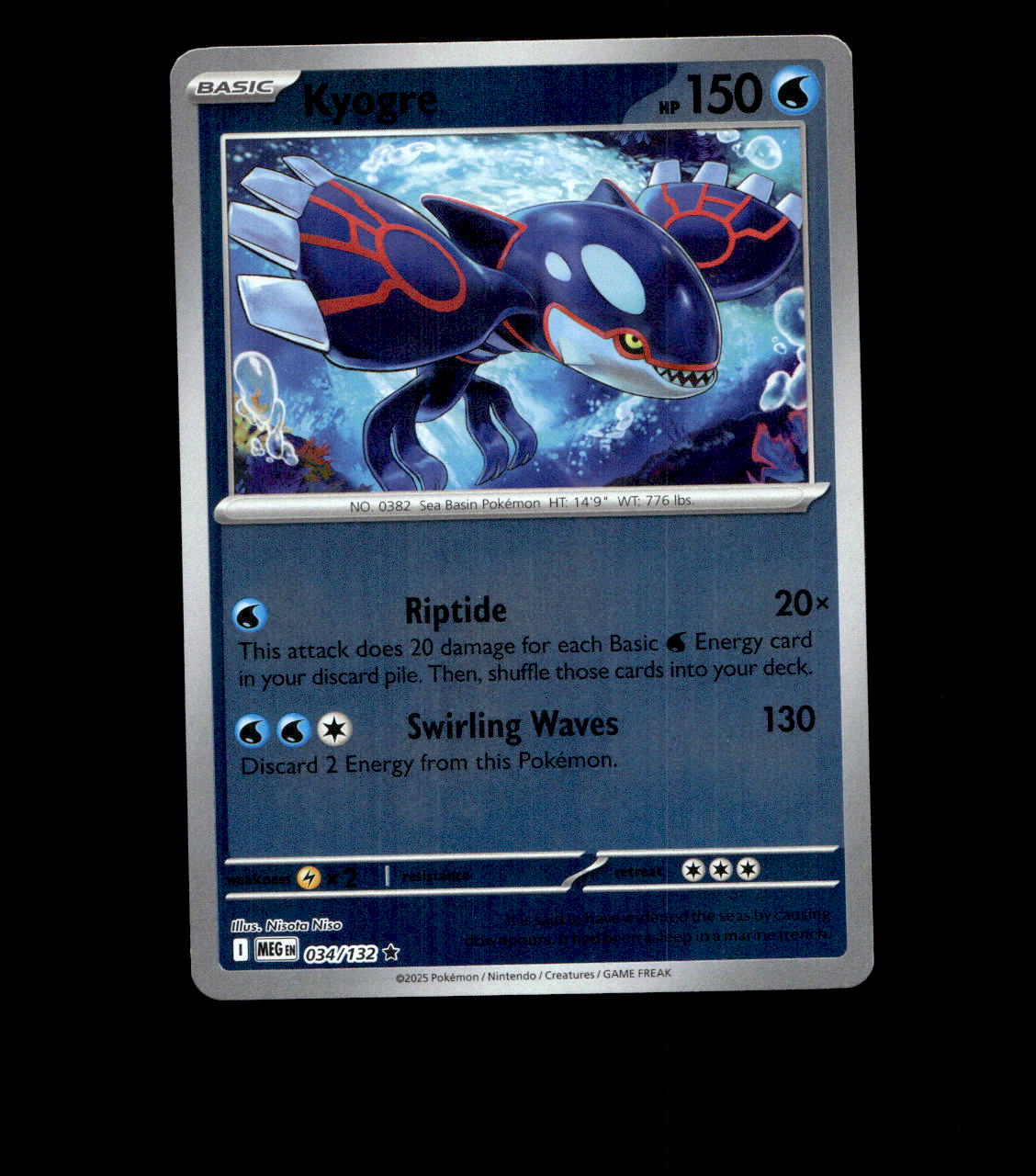 Kyogre - 034/132 - Mega Evolution - Reverse Holo Near Mint