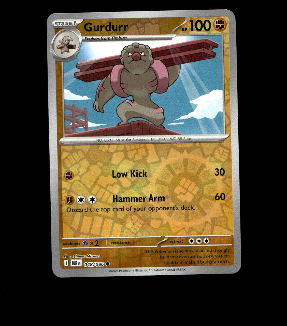 Gurdurr - 048/086 - Black Bolt - Reverse Holo Near Mint