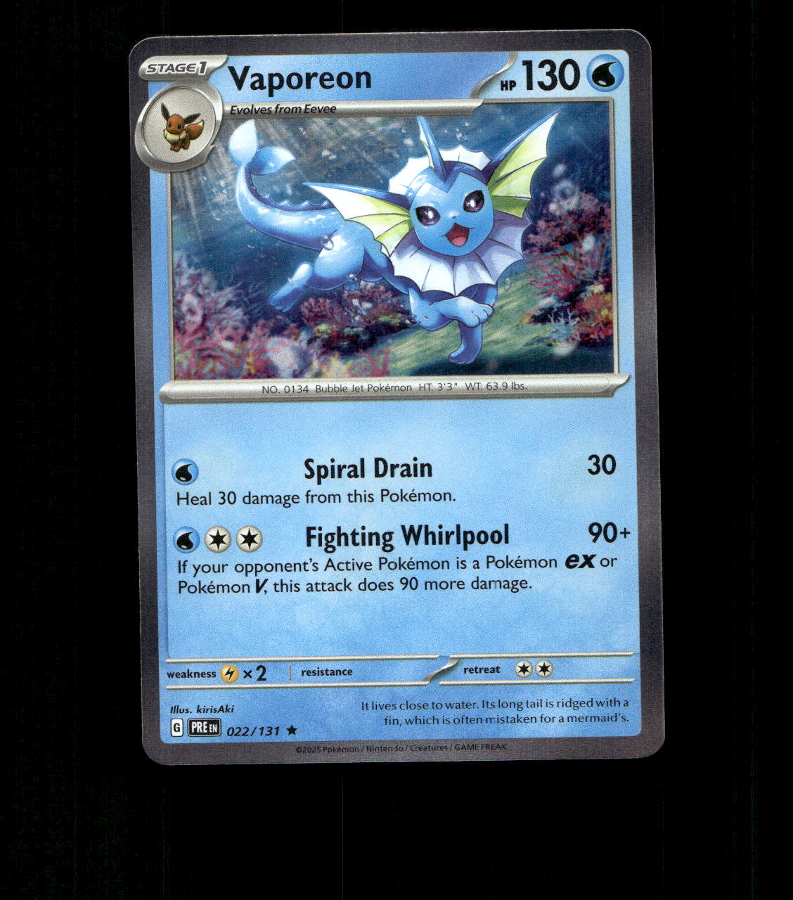 Vaporeon – 022/131 – Prismatic Evolution – Holo Near Mint