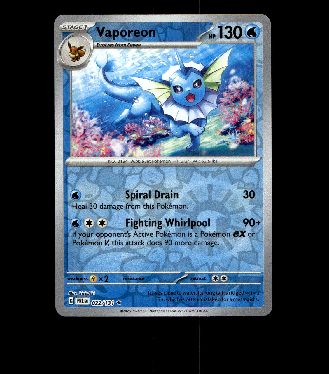 Vaporeon - 022/131 - Prismatic Evolutions - Near Mint Reverse Holofoil