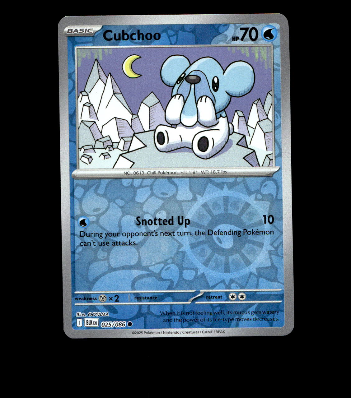 Cubchoo - 025/086 - Black Bolt - Reverse Holo Near Mint