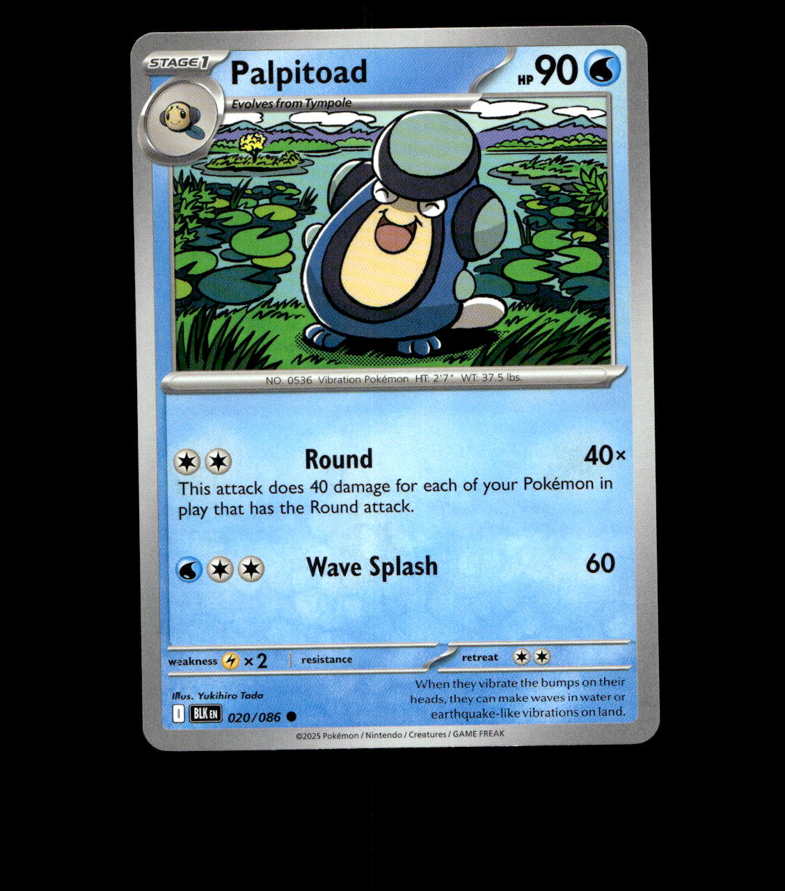 Palpitoad – 020/086 – Black Bolt – Normal – Near Mint