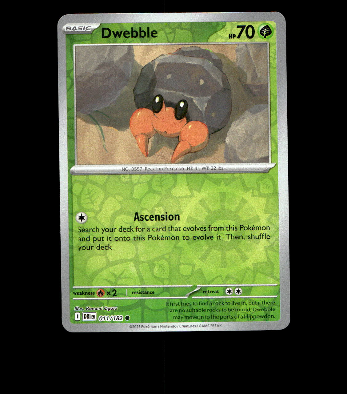 Dwebble – 011/182 – Destined Rivals – Reverse Holo – Near Mint