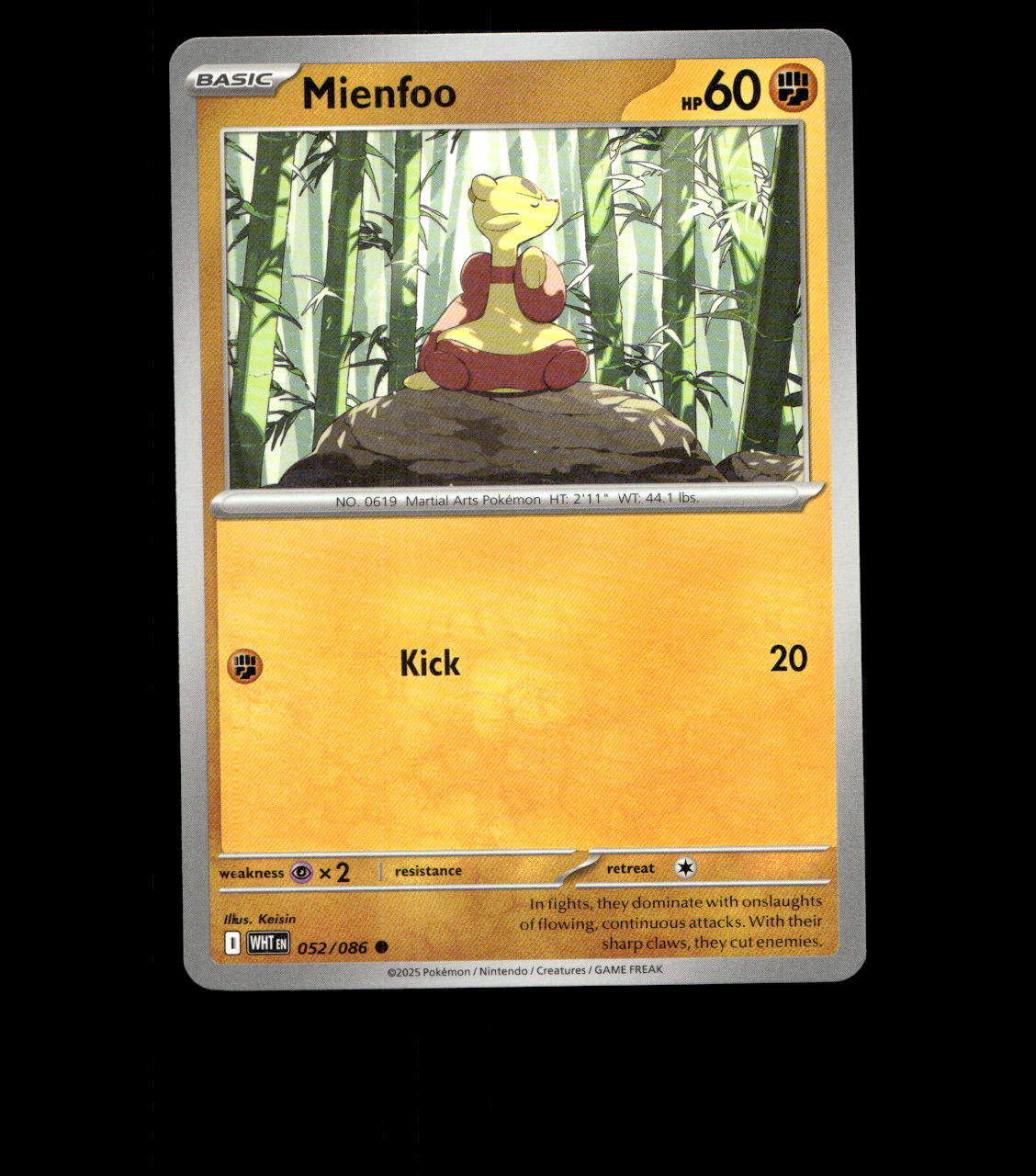 Mienfoo – 052/086 – White Flare – Normal – Near Mint