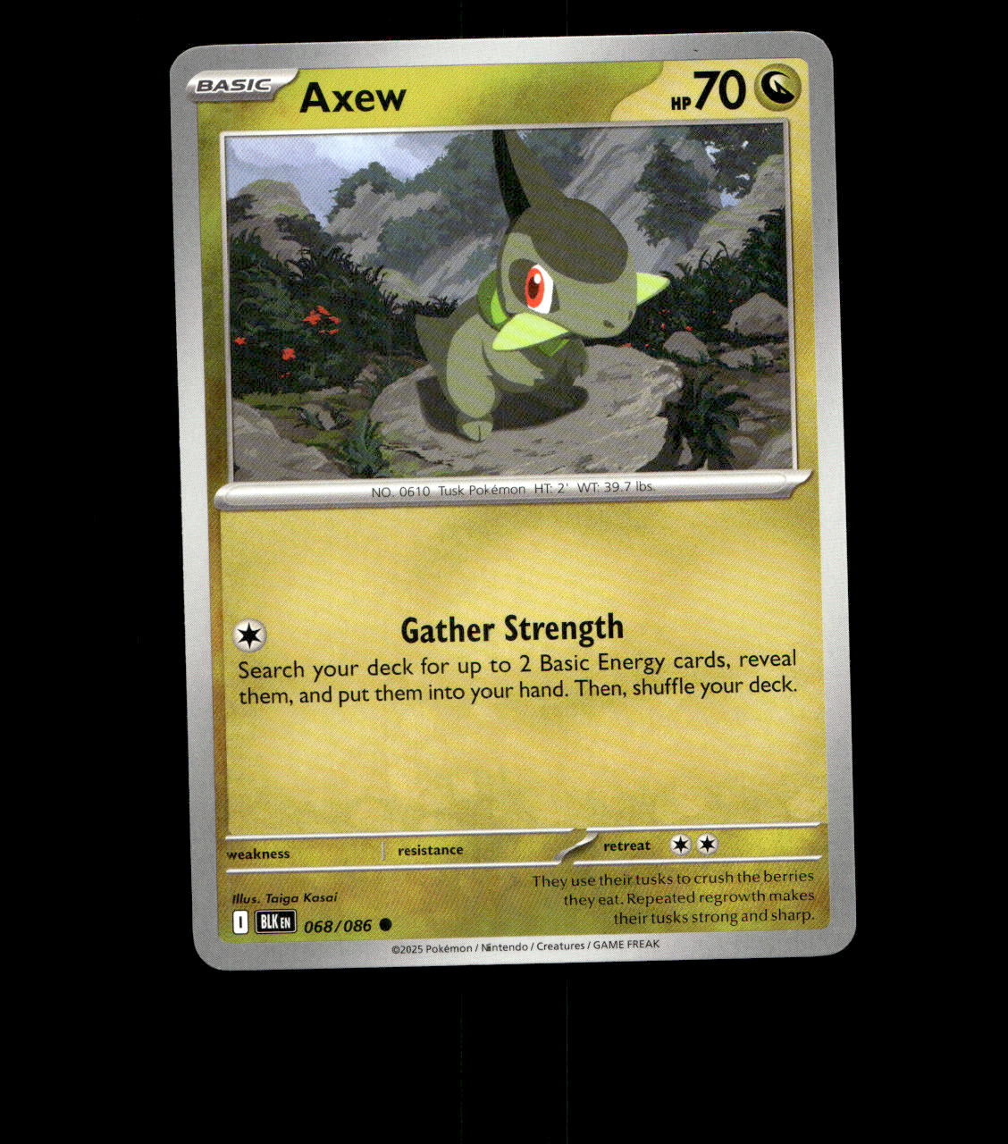 Axew – 068/086 – Black Bolt – Normal – Near Mint