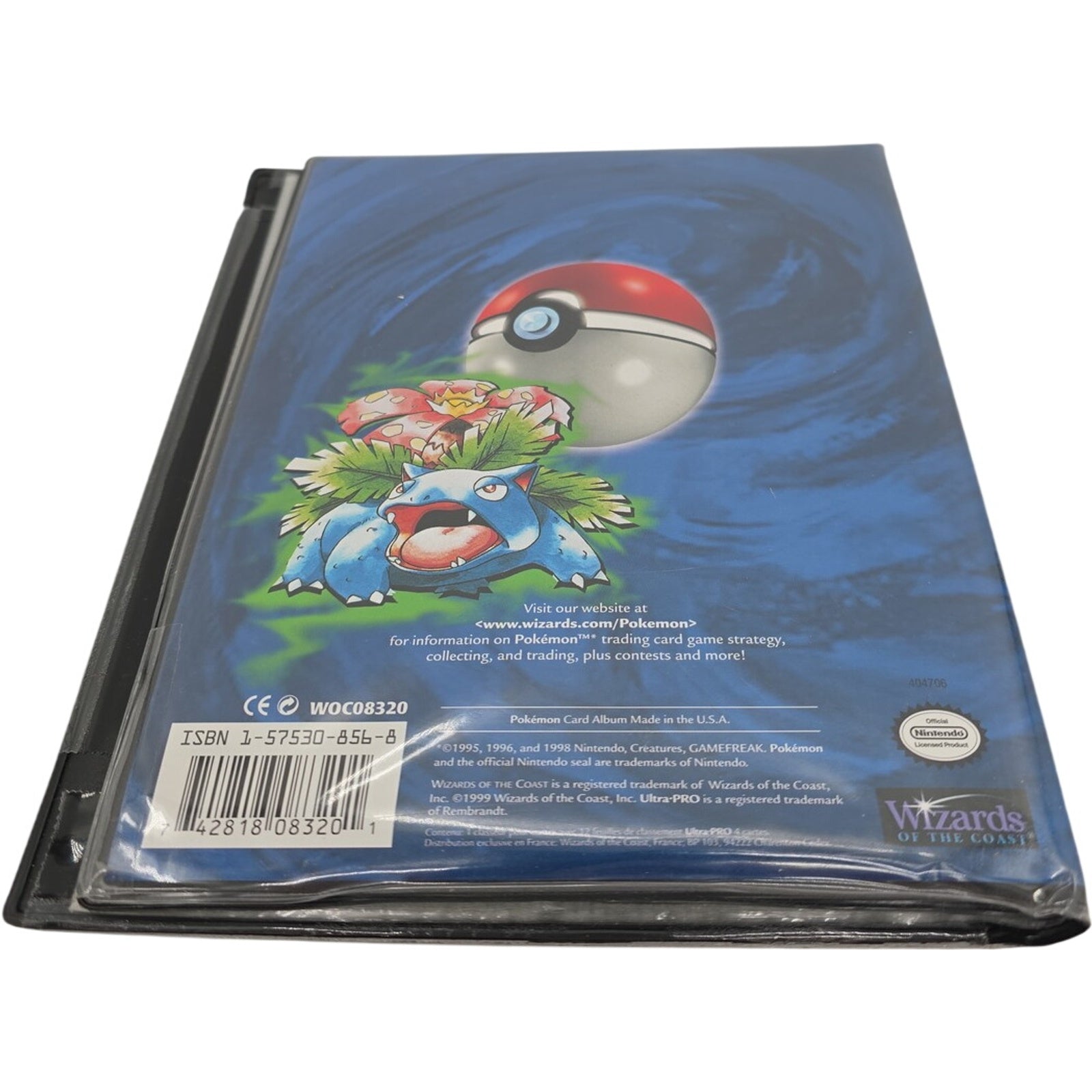 Wizards of the Coast Pokémon TCG Album Binder 4-Pocket Blue Black 1999 Vintage